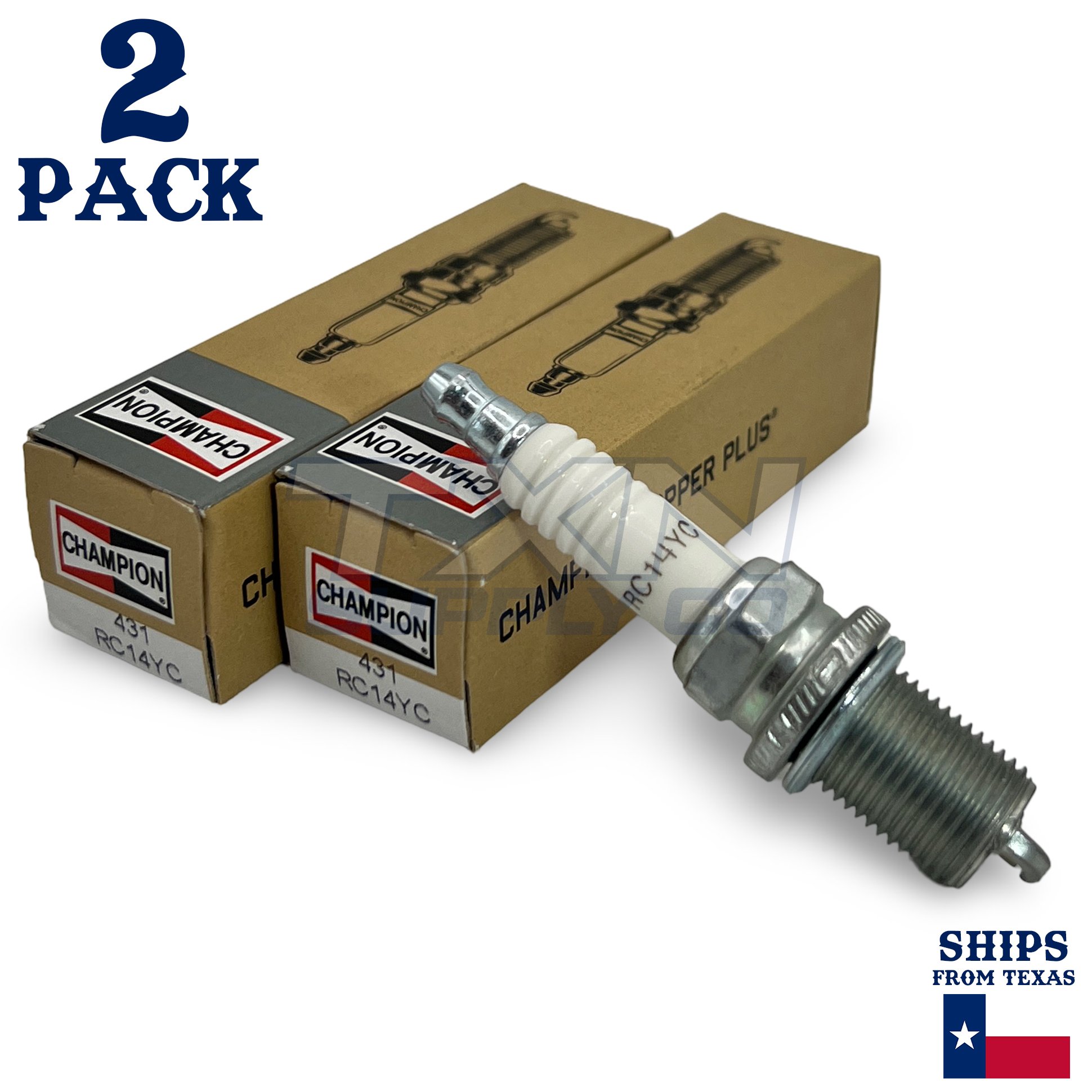 Champion 431 Copper Plus Spark Plug RC14YC - 2 Pack - Image 1