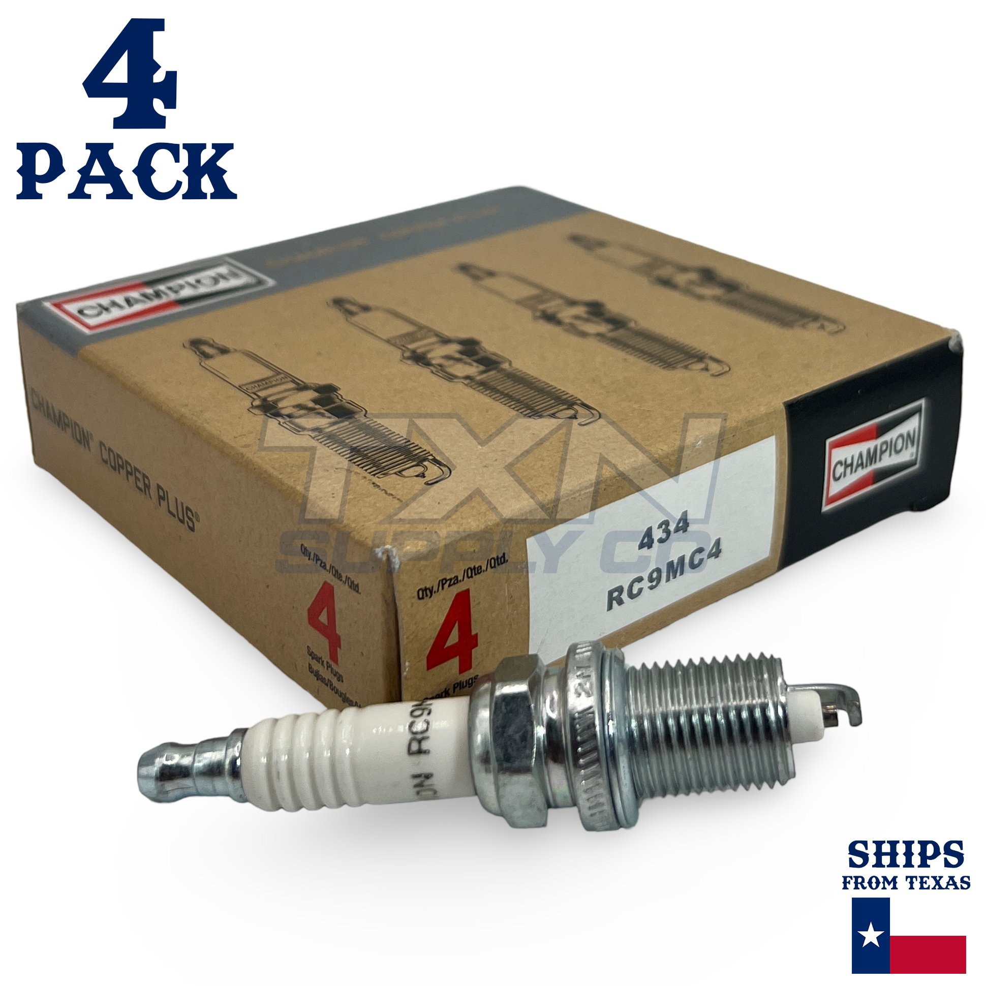 Champion 434 Copper Plus Spark Plugs RC9MC4 - 4 Pack - Image 1