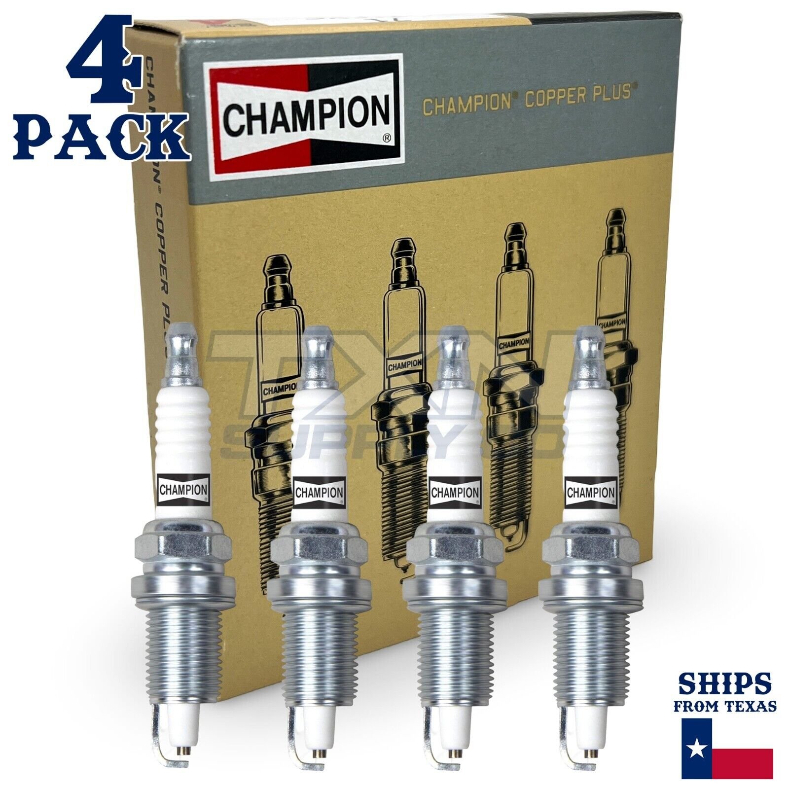 4 Pack Champion Copper Plus Spark Plugs for 2003-2010 Pontiac Vibe 1.8L 2.4L - Image 1