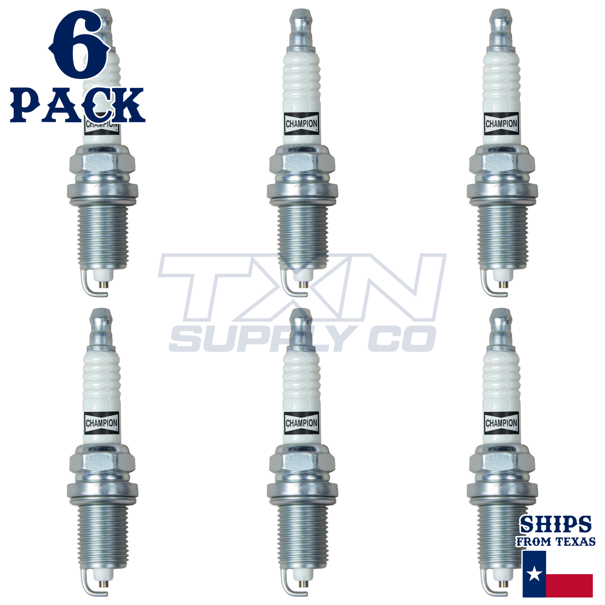 6 Pack Champion Copper Plus Spark Plugs for 2004-2010 Toyota Highlander 3.3L - Image 2