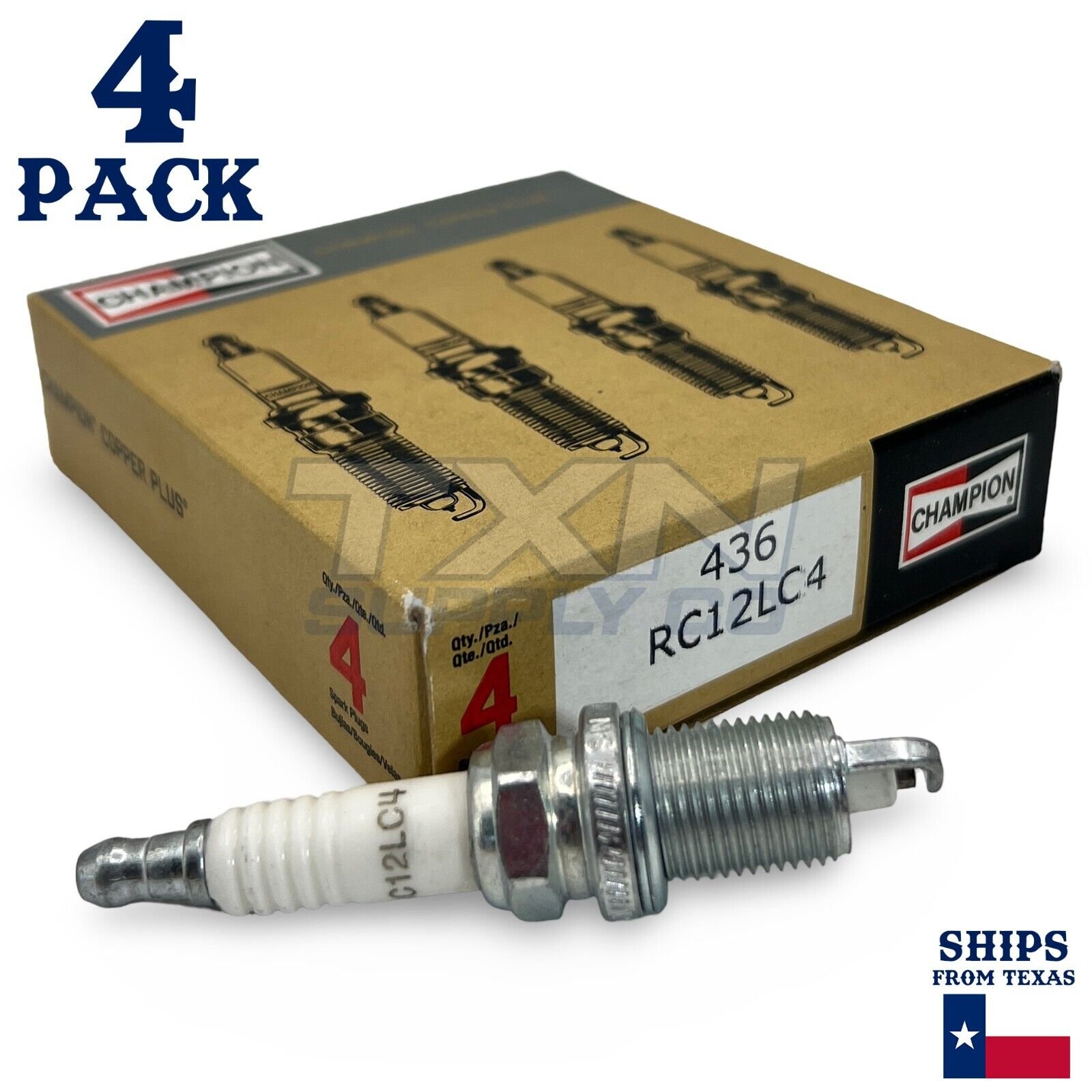 4 Pack Champion Copper Plus Spark Plugs for 1998-1999 Chevrolet Prizm 1.8L L4 - Image 1
