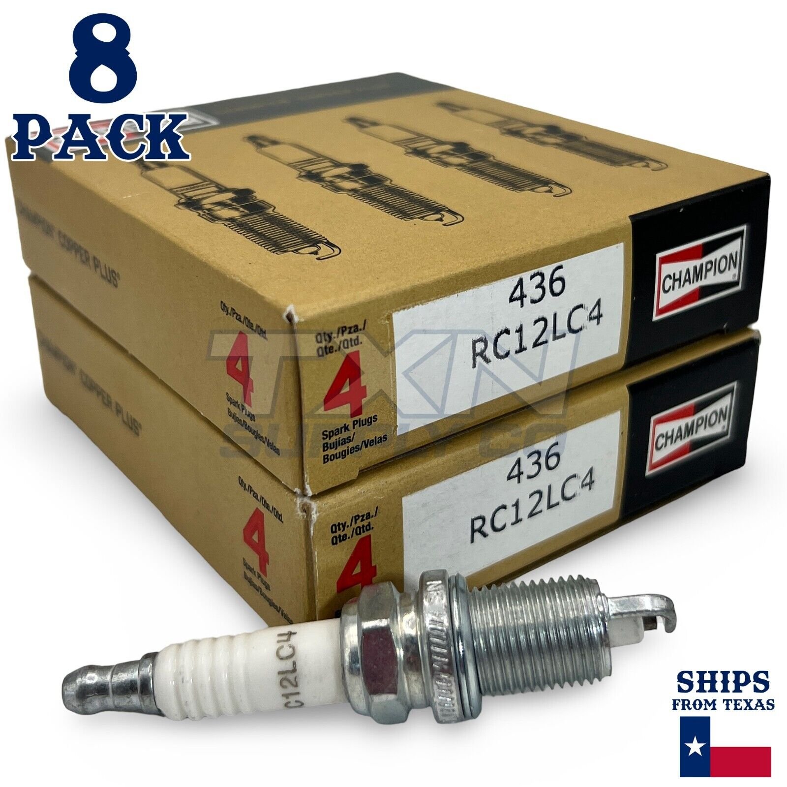 Champion 436 Spark Plug RC12LC4 - 8 Pack - Image 1