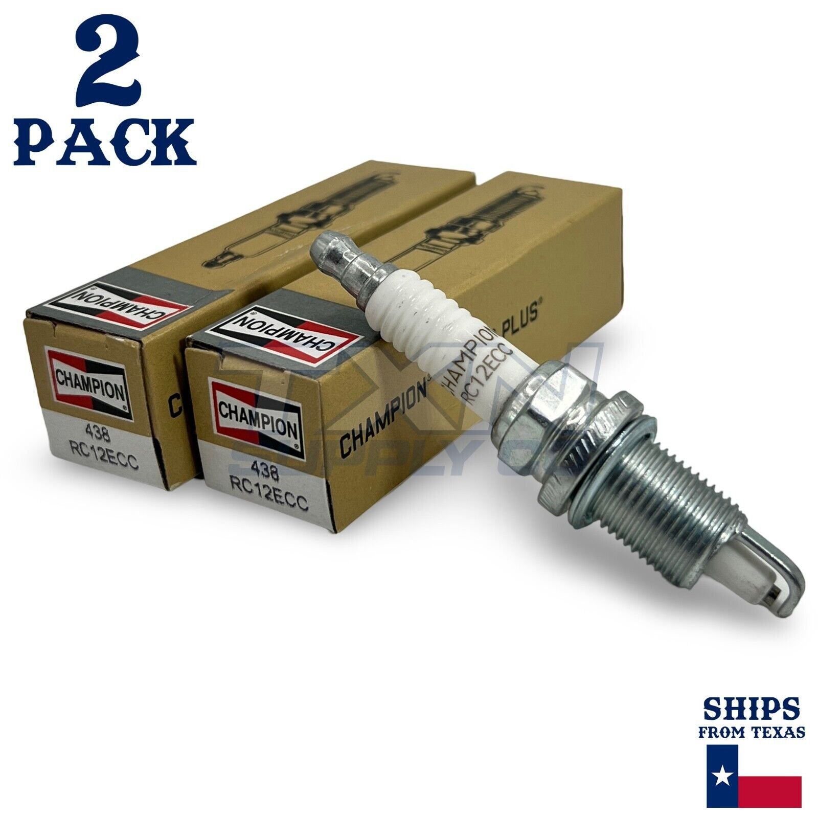Champion Copper Plus 438 Spark Plugs RC12ECC - 2 Pack - Image 1