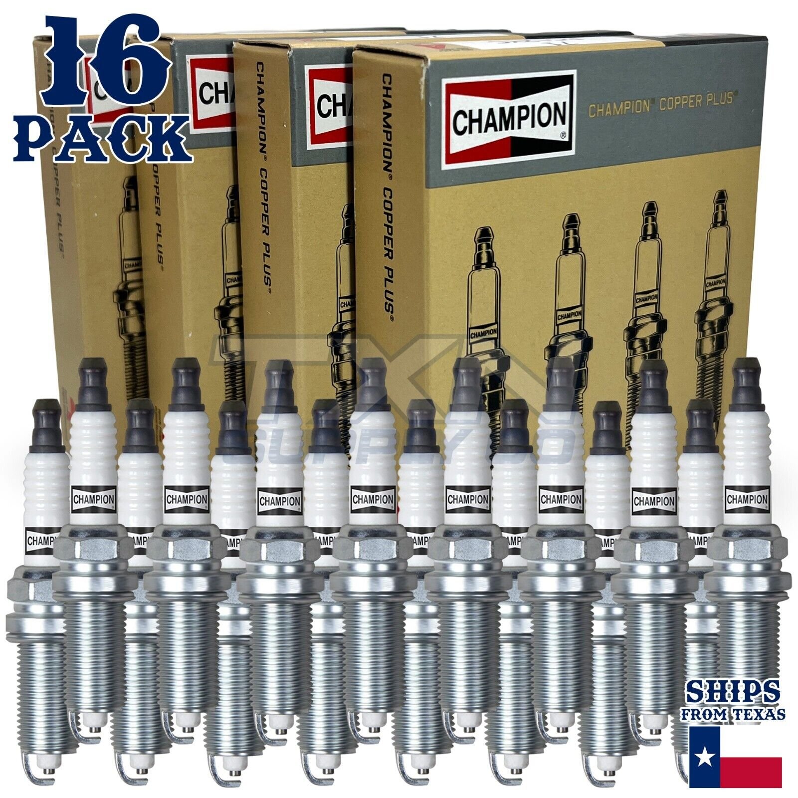 16 Pack Champion Copper Plus Spark Plugs for 2009-2010 Dodge Ram 2500 5.7L V8 - Image 1