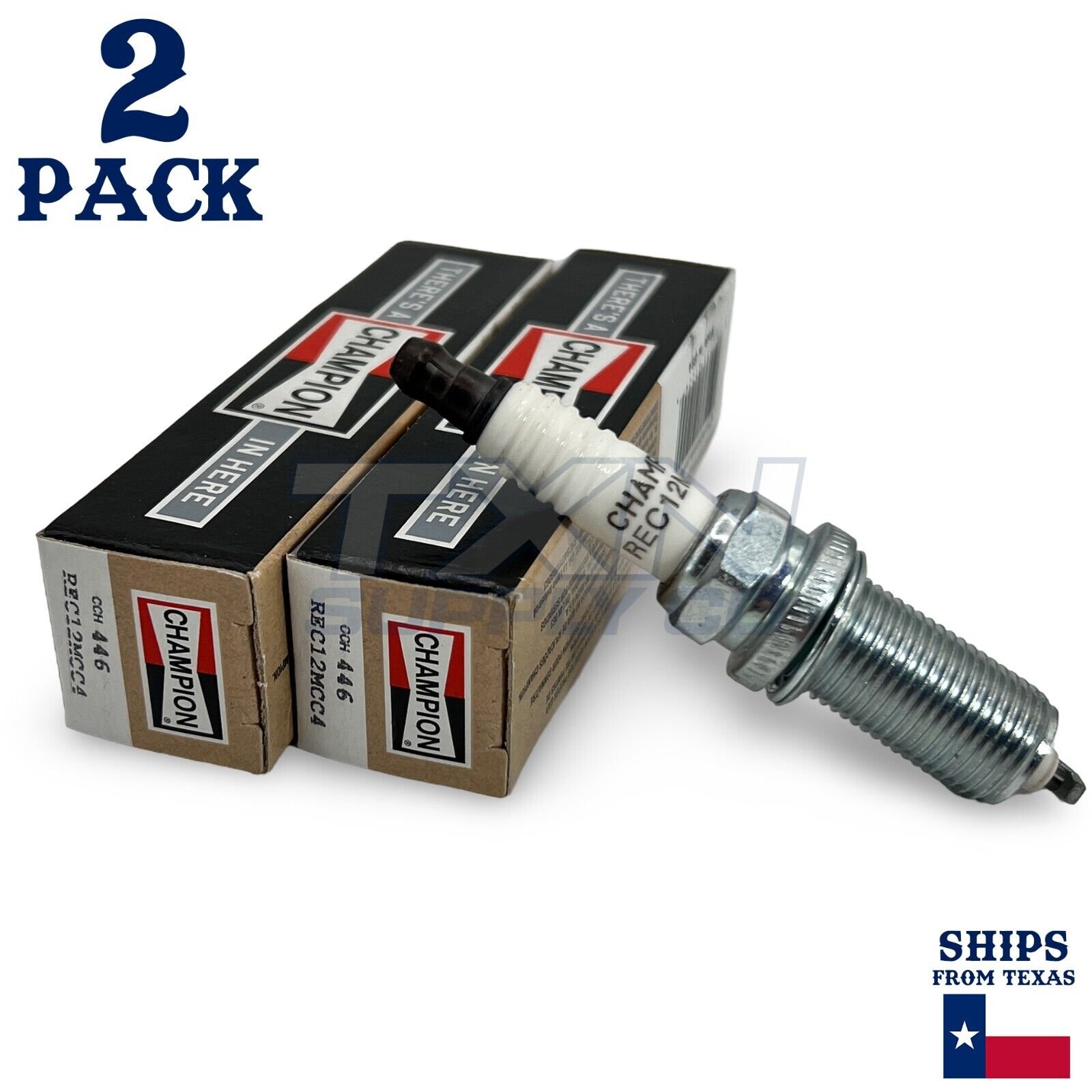 Champion 446 Copper Plus Spark Plugs REC12MCC4 - 2 Pack - Image 1
