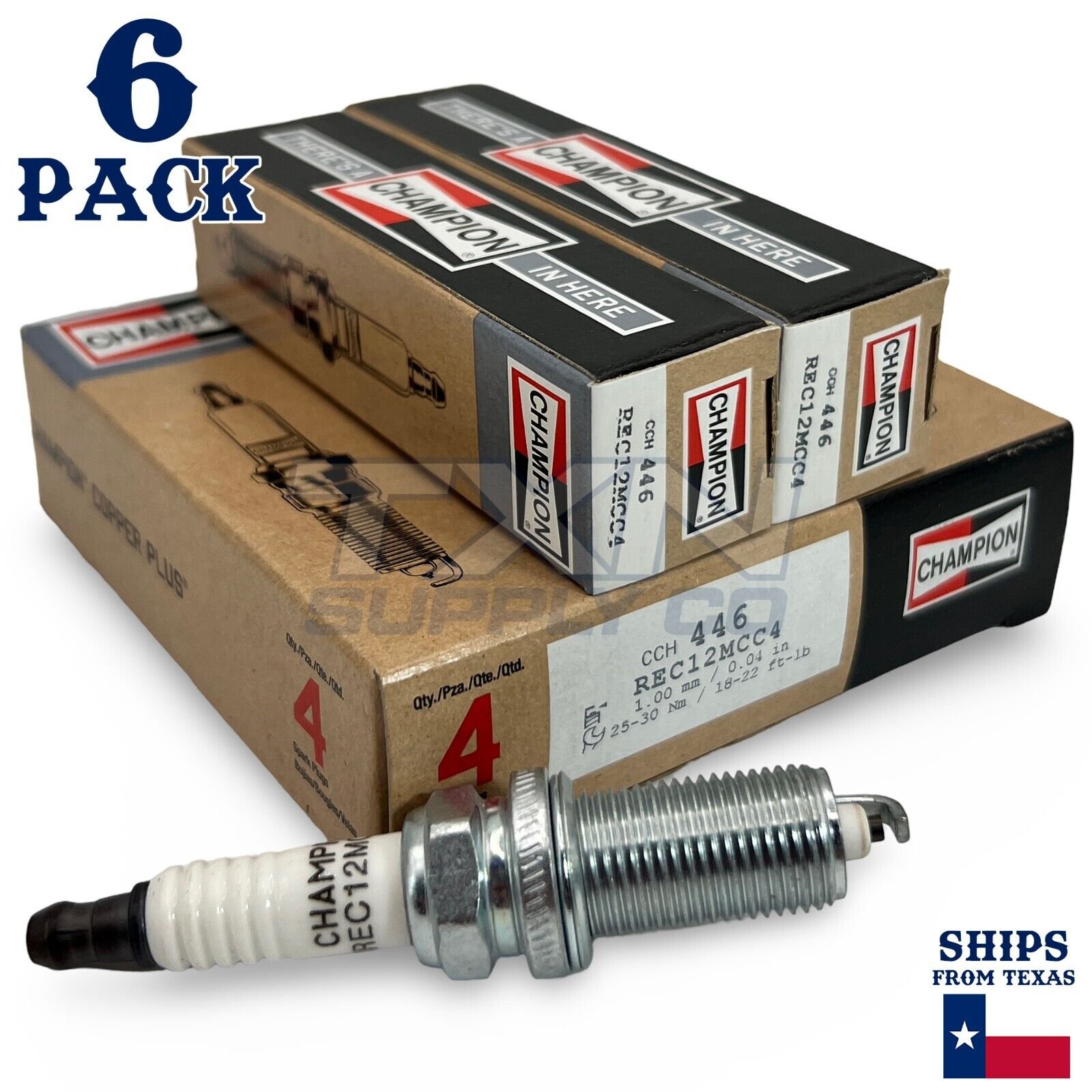 6 Pack Champion Copper Plus Spark Plugs for 2016-2022 Lexus RX450h 3.5L V6 - Image 1