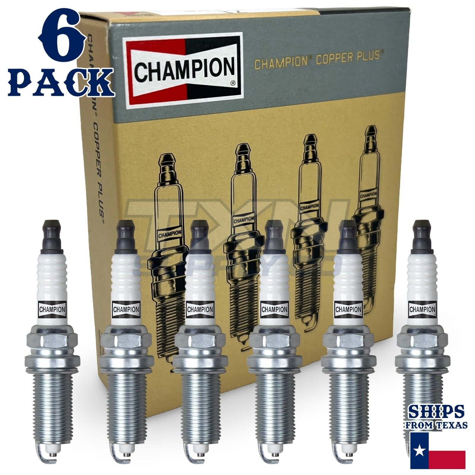6 Pack Champion Copper Plus Spark Plugs for 2018-2022 Lexus LC500h 3.5L V6 - Image 1