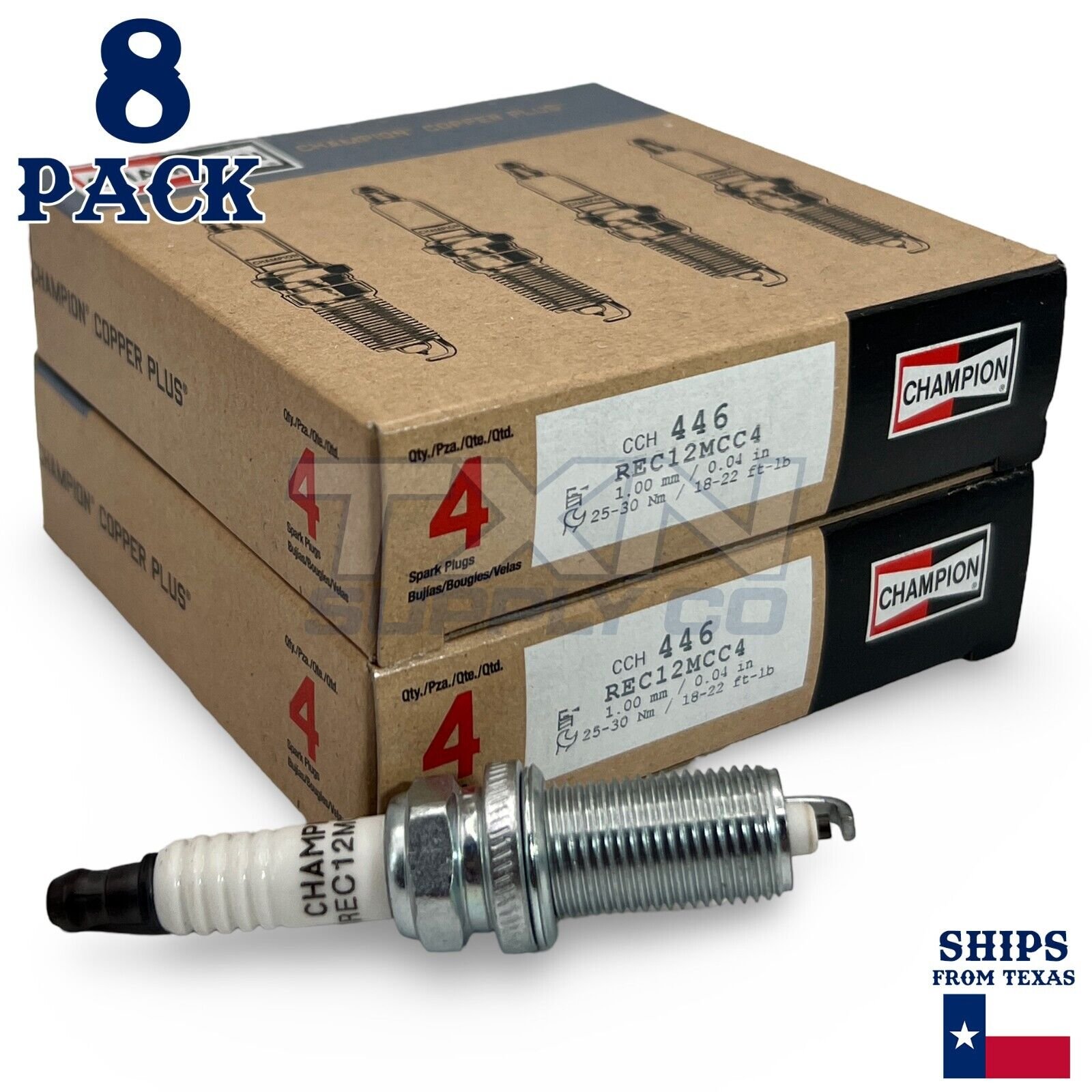 8 Pack Champion Copper Plus Spark Plugs for 2009-2011 Kia Borrego 4.6L V8 - Image 1