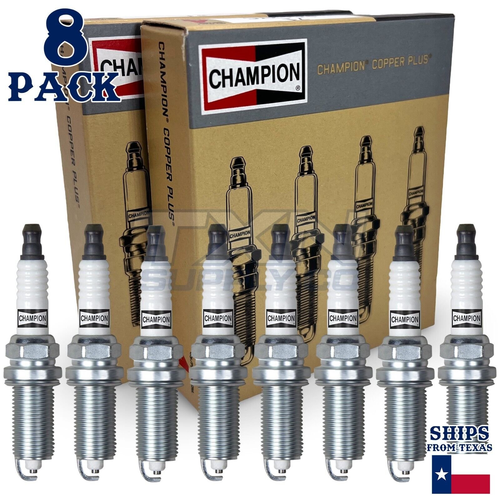 8 Pack Champion Copper Plus Spark Plugs for 2012-2016 Nissan NV3500 5.6L V8 - Image 1