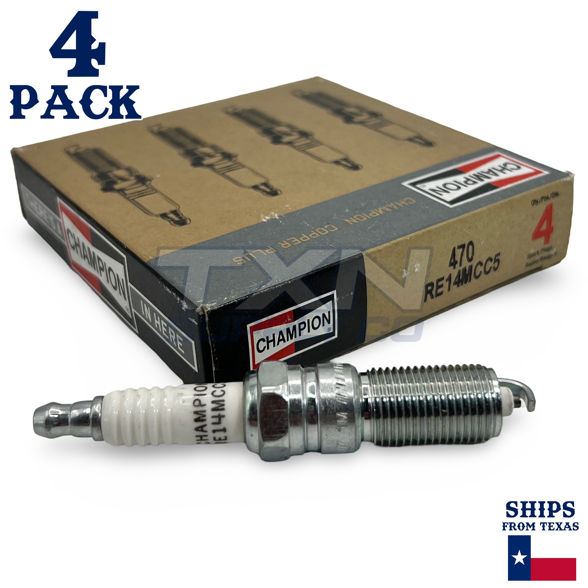 Champion 470 Copper Plus Spark Plugs RE14MCC5 - 4 Pack - Image 1
