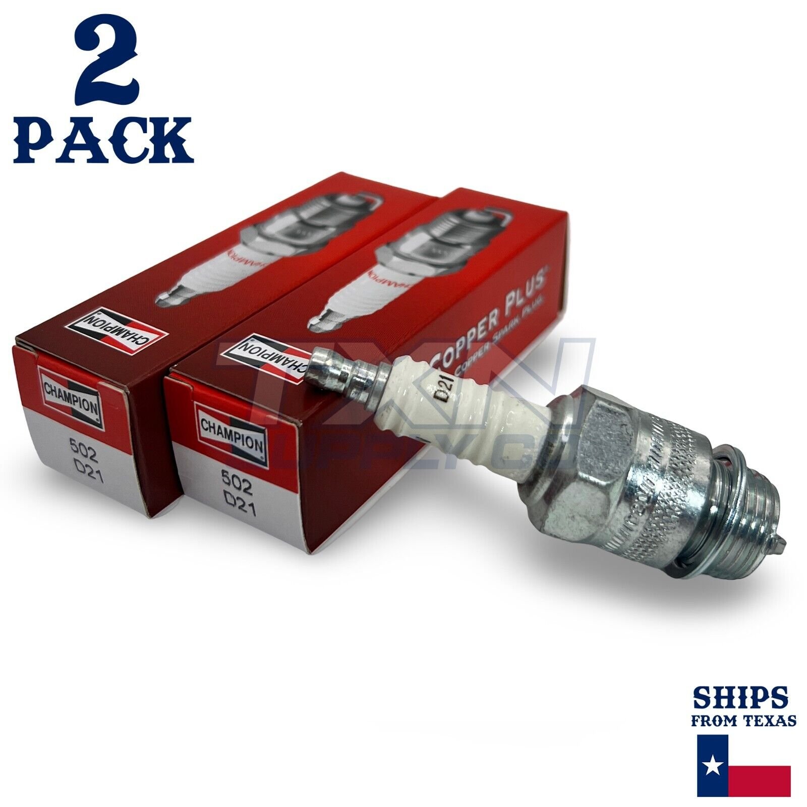 Champion 502 Copper Plus Spark Plug D21 D-21 - 2 Pack - Image 1