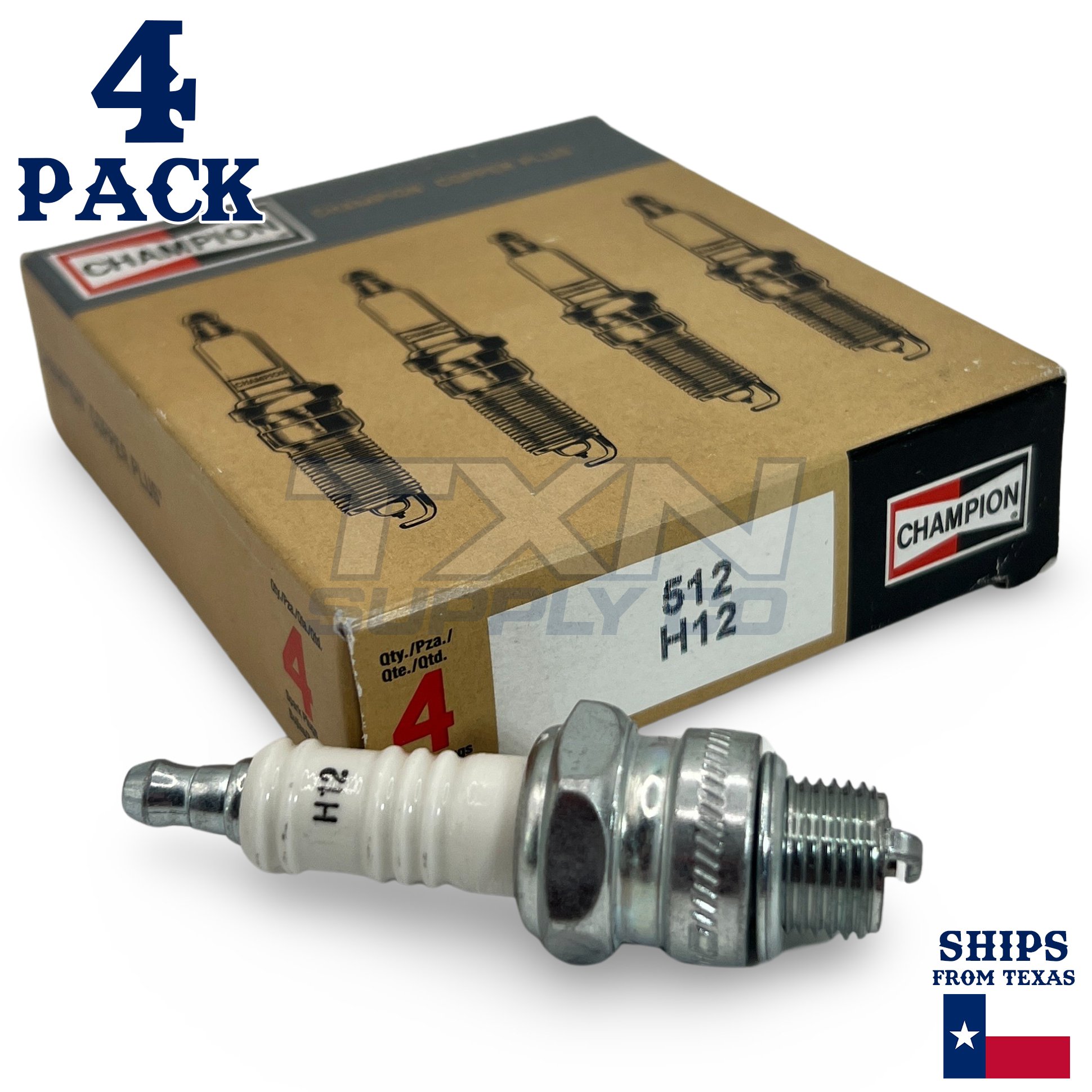 Champion 512 Copper Plus Spark Plug H12 - 4 Pack - Image 1