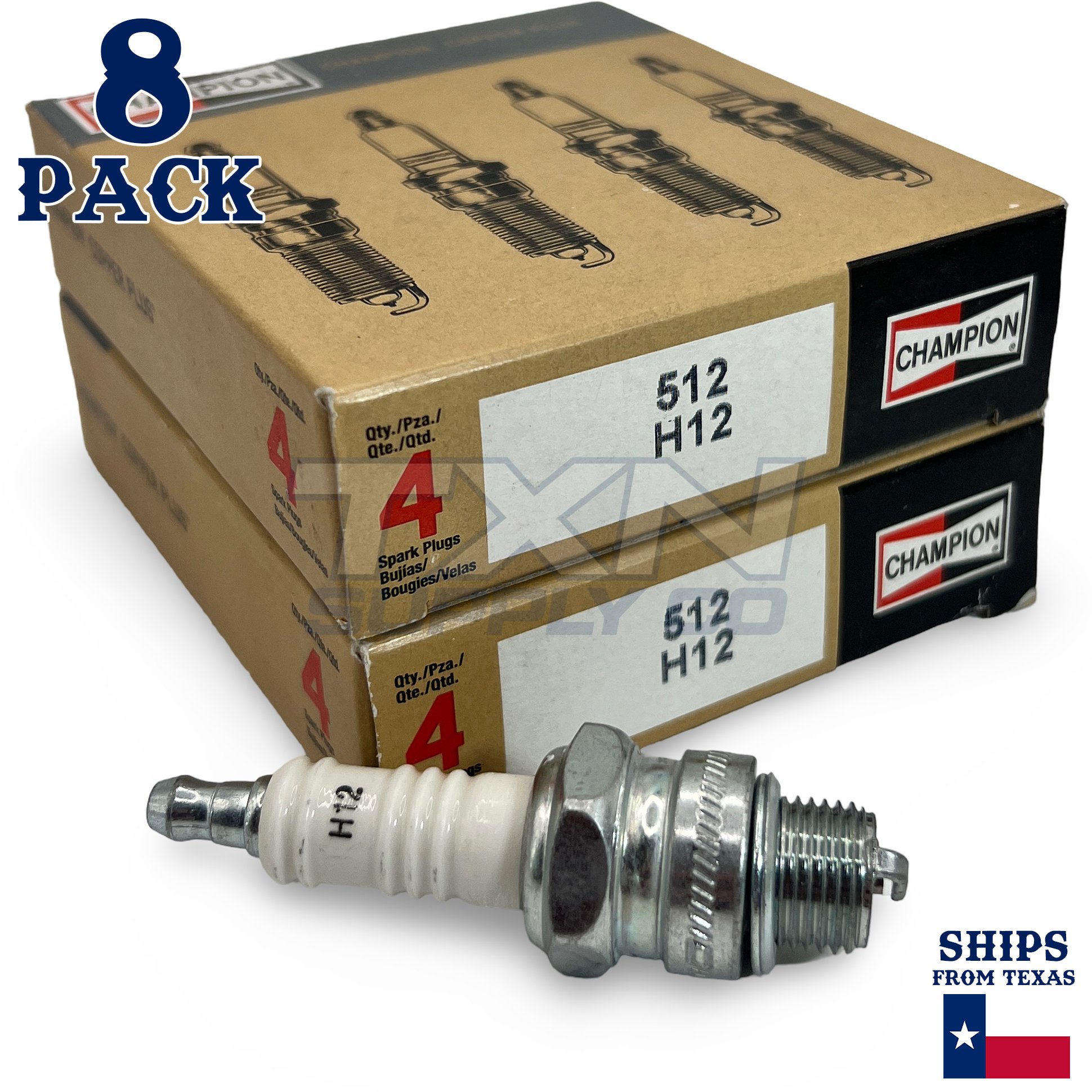 Champion 512 Copper Plus Spark Plug H12 - 8 Pack - Image 1