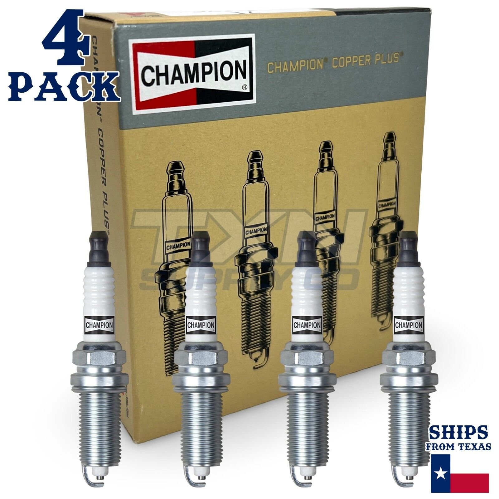 4 Pack Champion Copper Plus Spark Plugs for 2018-2019 Buick LaCrosse 2.5L L4 - Image 1