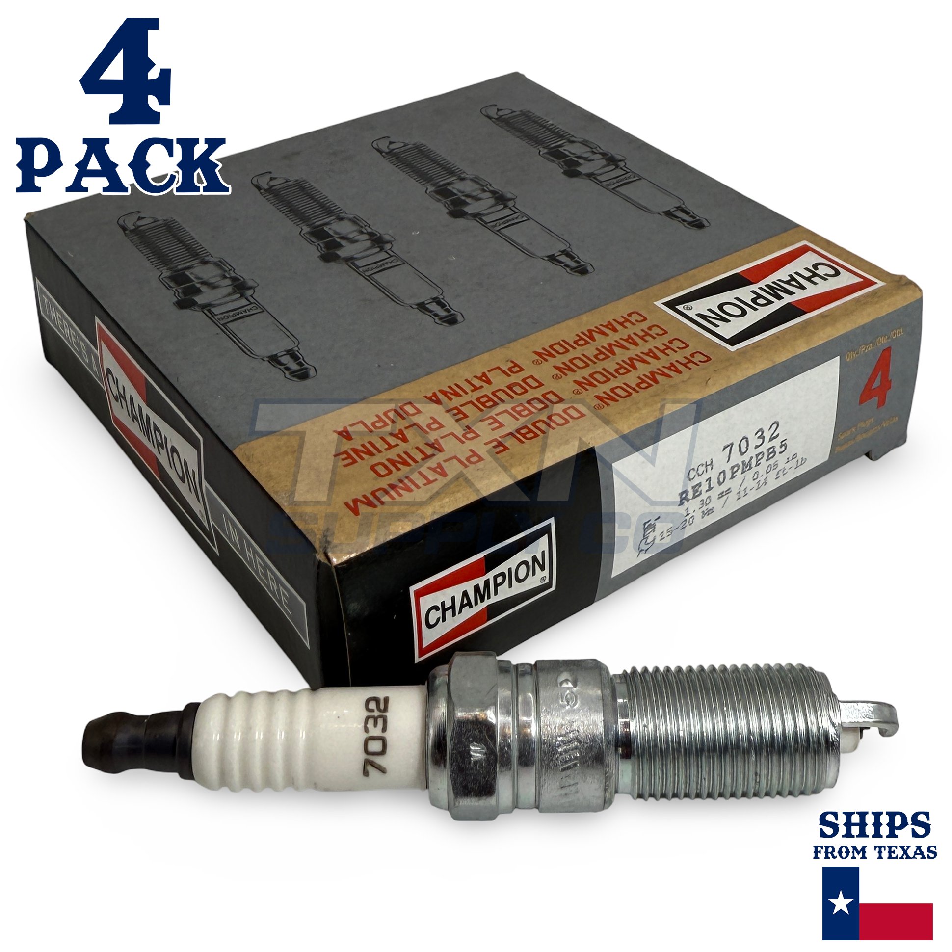 Champion 7032 Double Platinum Spark Plugs RE10PMPB5 - 4 Pack