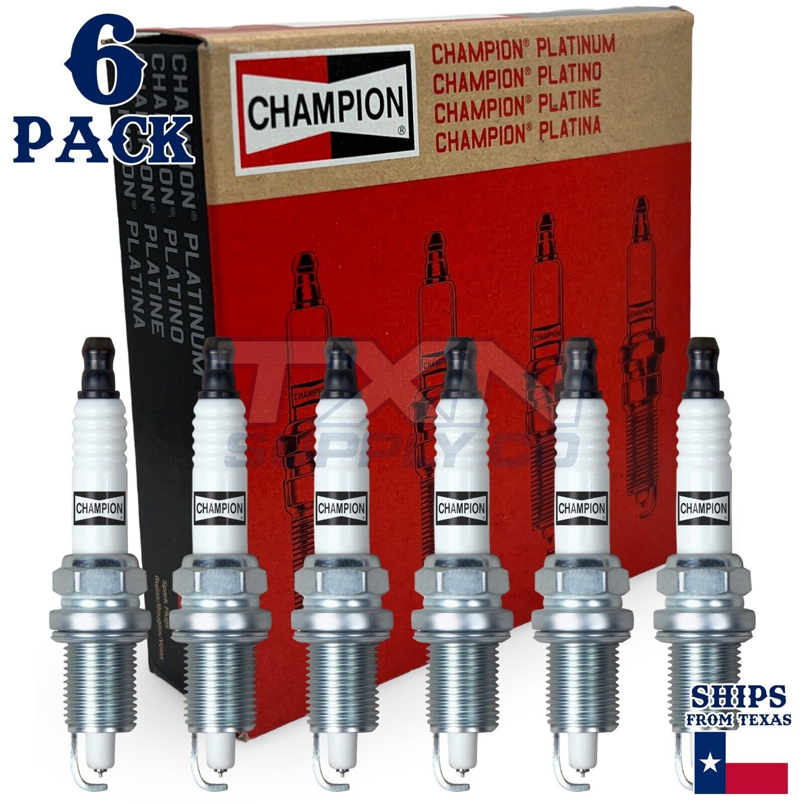 6 Pack Champion Platinum Spark Plugs for 1993-1997 Eagle Vision 3.5L V6 - Image 1