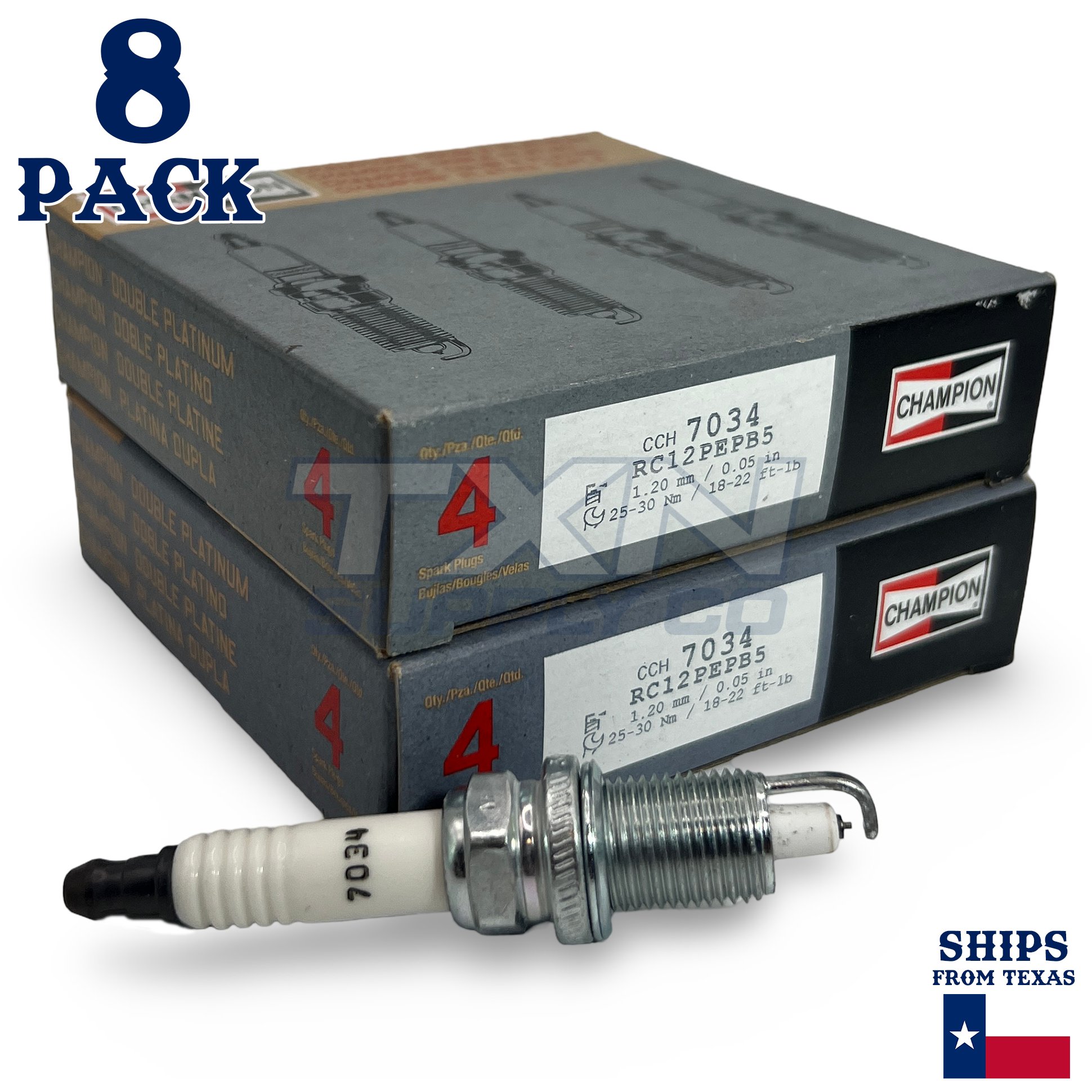 Champion 7034 Double Platinum Spark Plugs RC12PEPB5 - 8 Pack