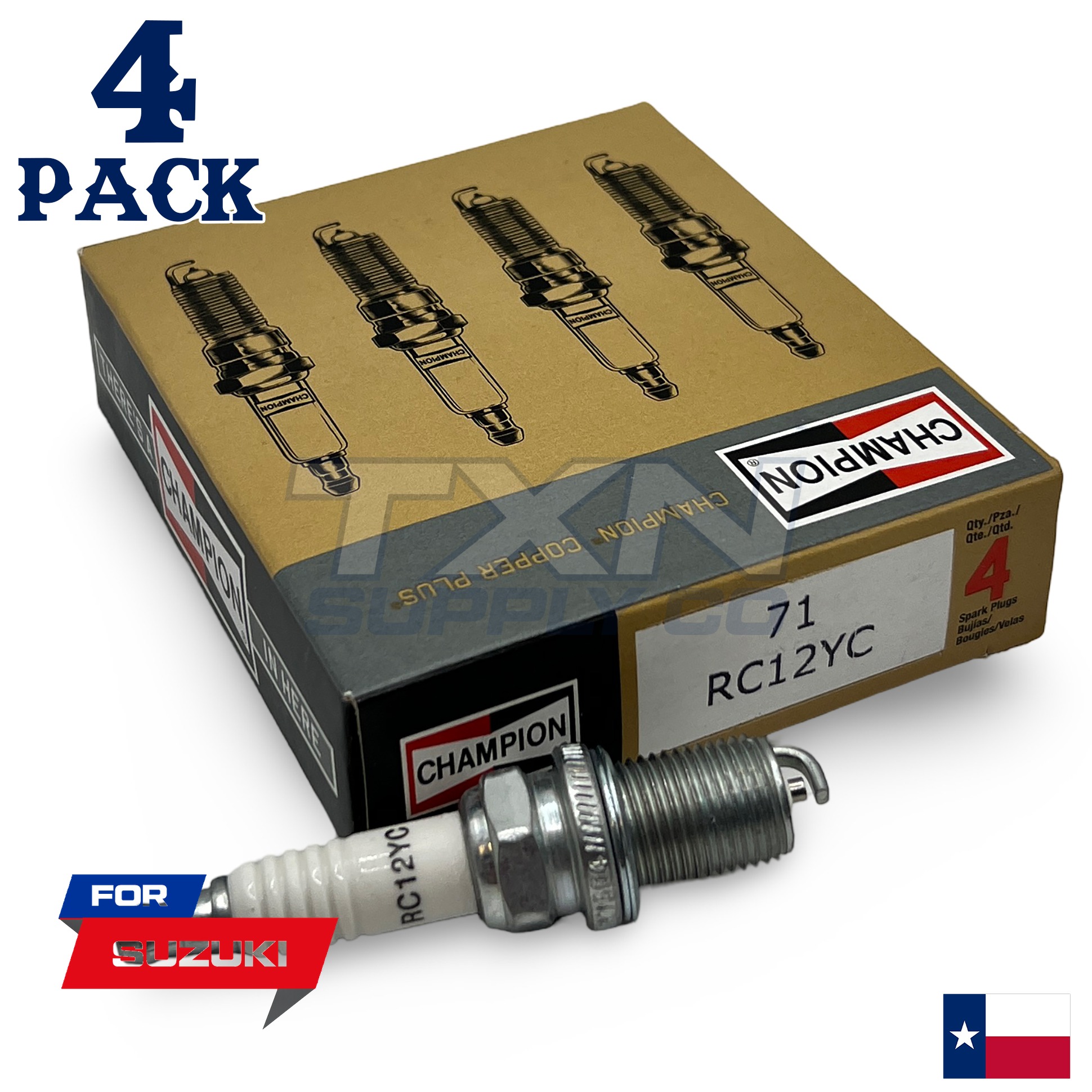 4 Pack Spark Plugs Champion Copper Set for 2002-2003 SUZUKI AERIO L4-2.0L - Image 1