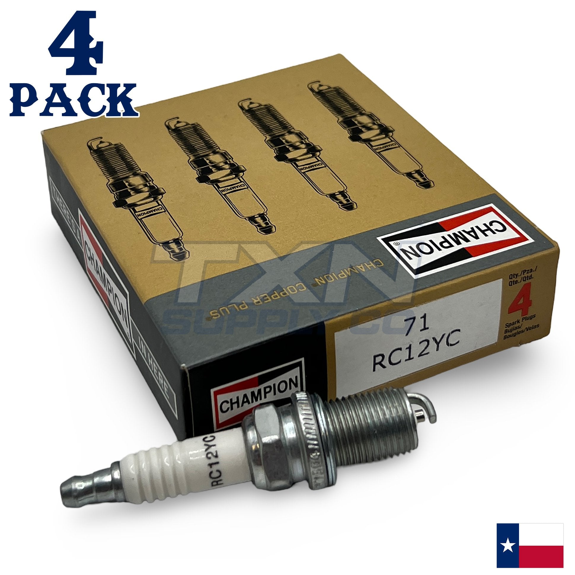 Champion 71 Spark Plug RC12YC - 4 Pack - For Bad Boy 015-8000-00, 015800000 - Image 1