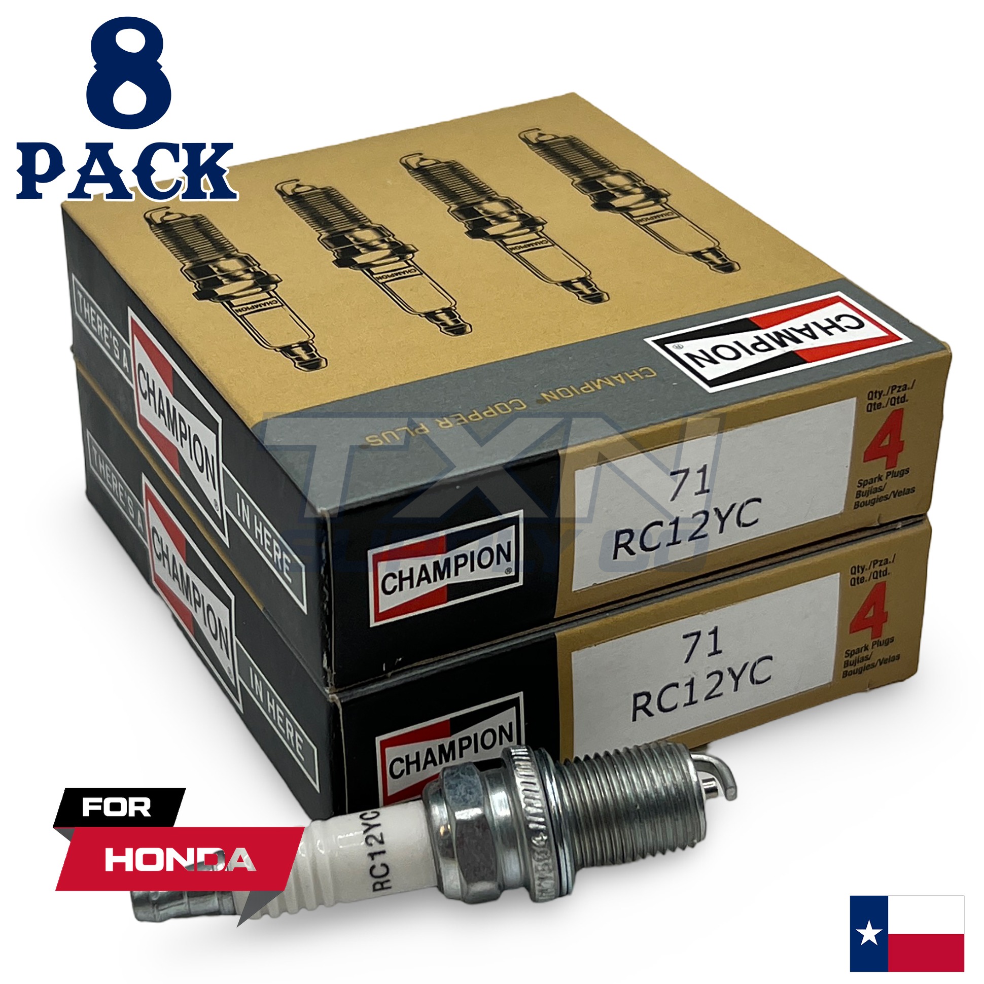 8 Pack Spark Plugs Champion Copper Set for 2003-2005 HONDA CIVIC L4-1.3L - Image 1
