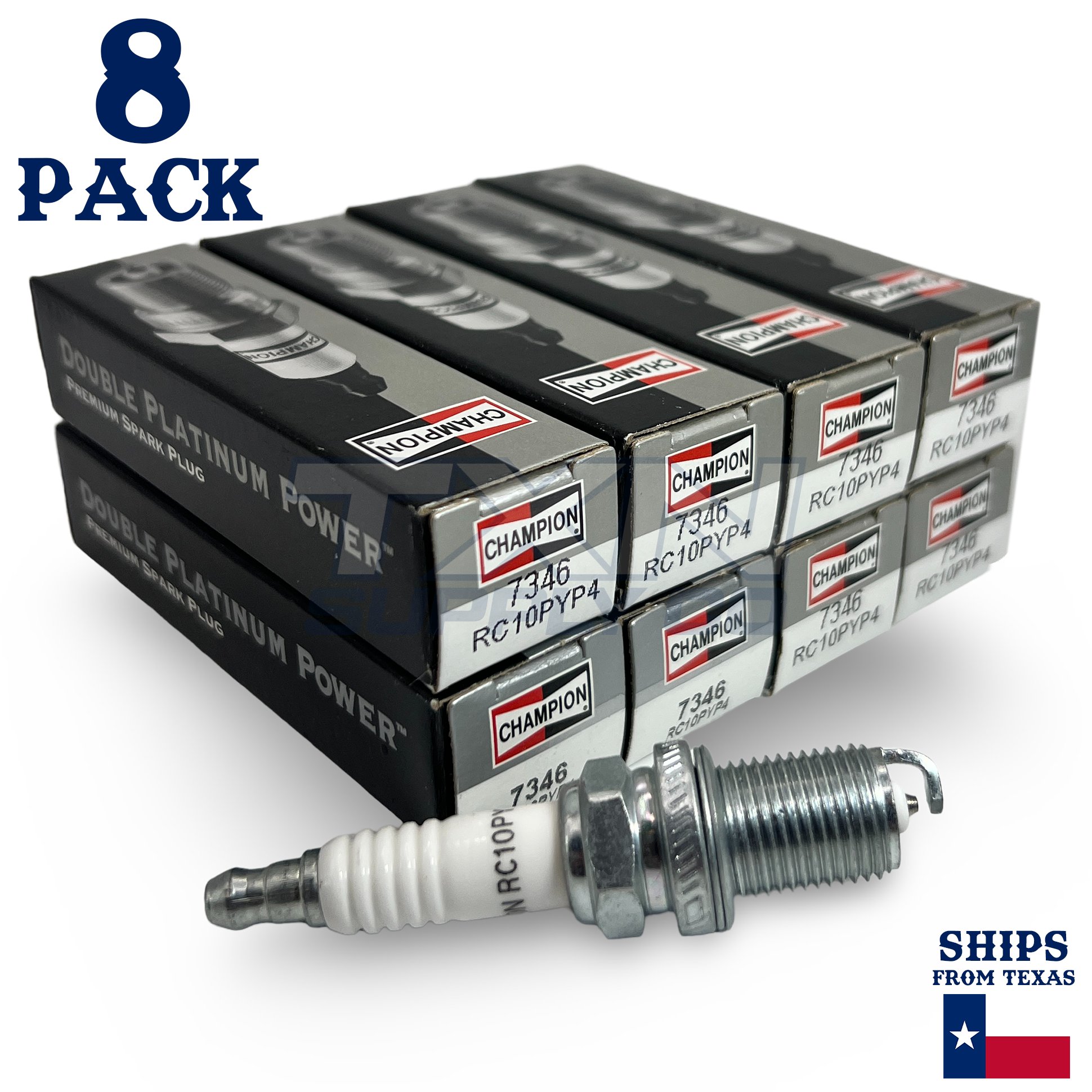 Champion 7346 Double Platinum Spark Plugs RC10PYP4 - 8 Pack