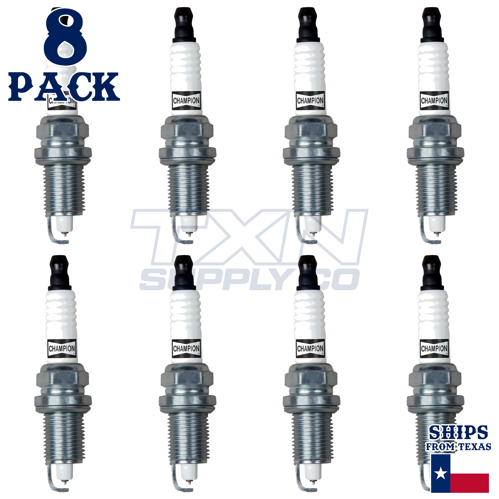 Champion 7436 Double Platinum Spark Plugs RC10PLPB4 - 8 Pack - Image 1