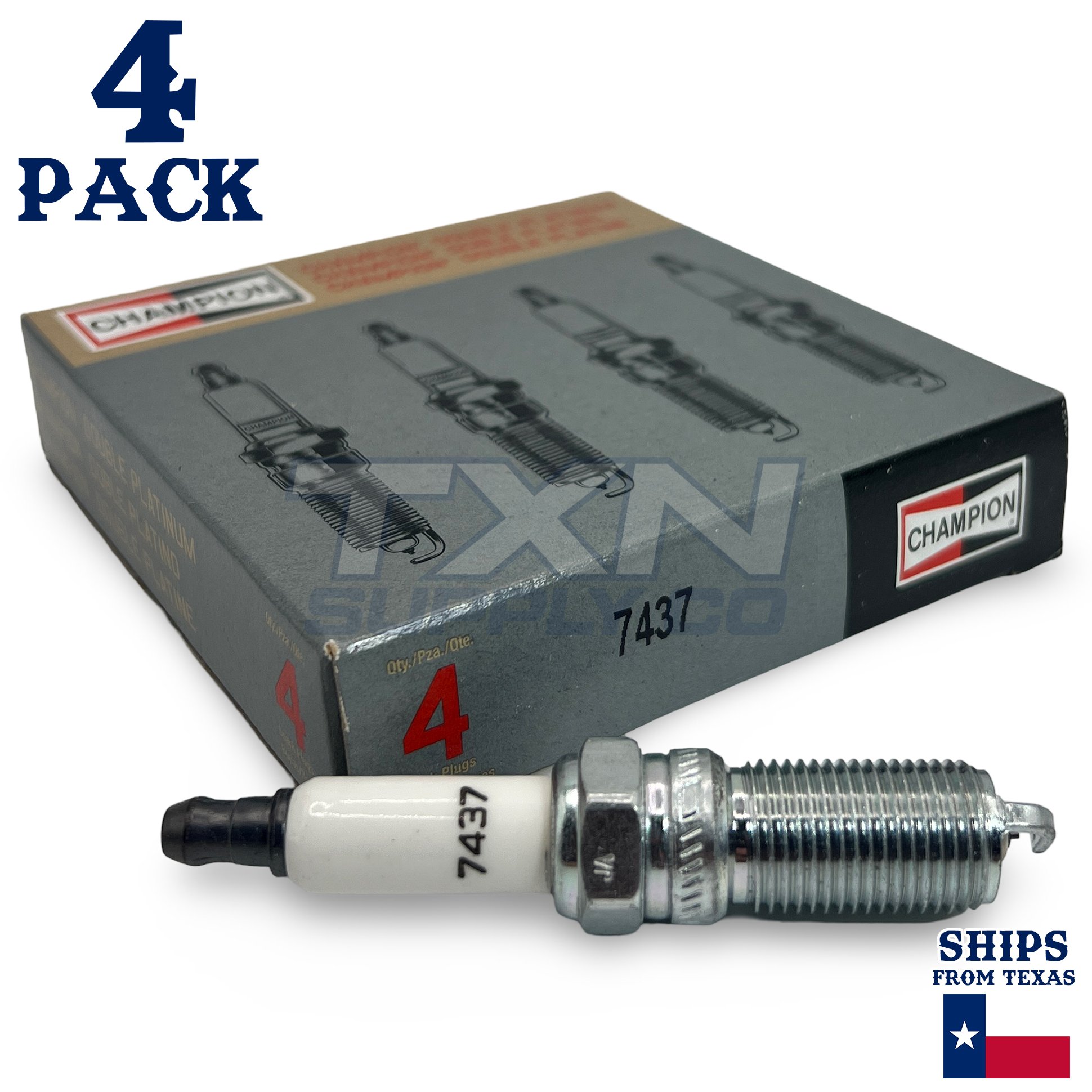 Champion 7437 Double Platinum Spark Plugs RE10PYPB5 - 4 Pack - Image 1