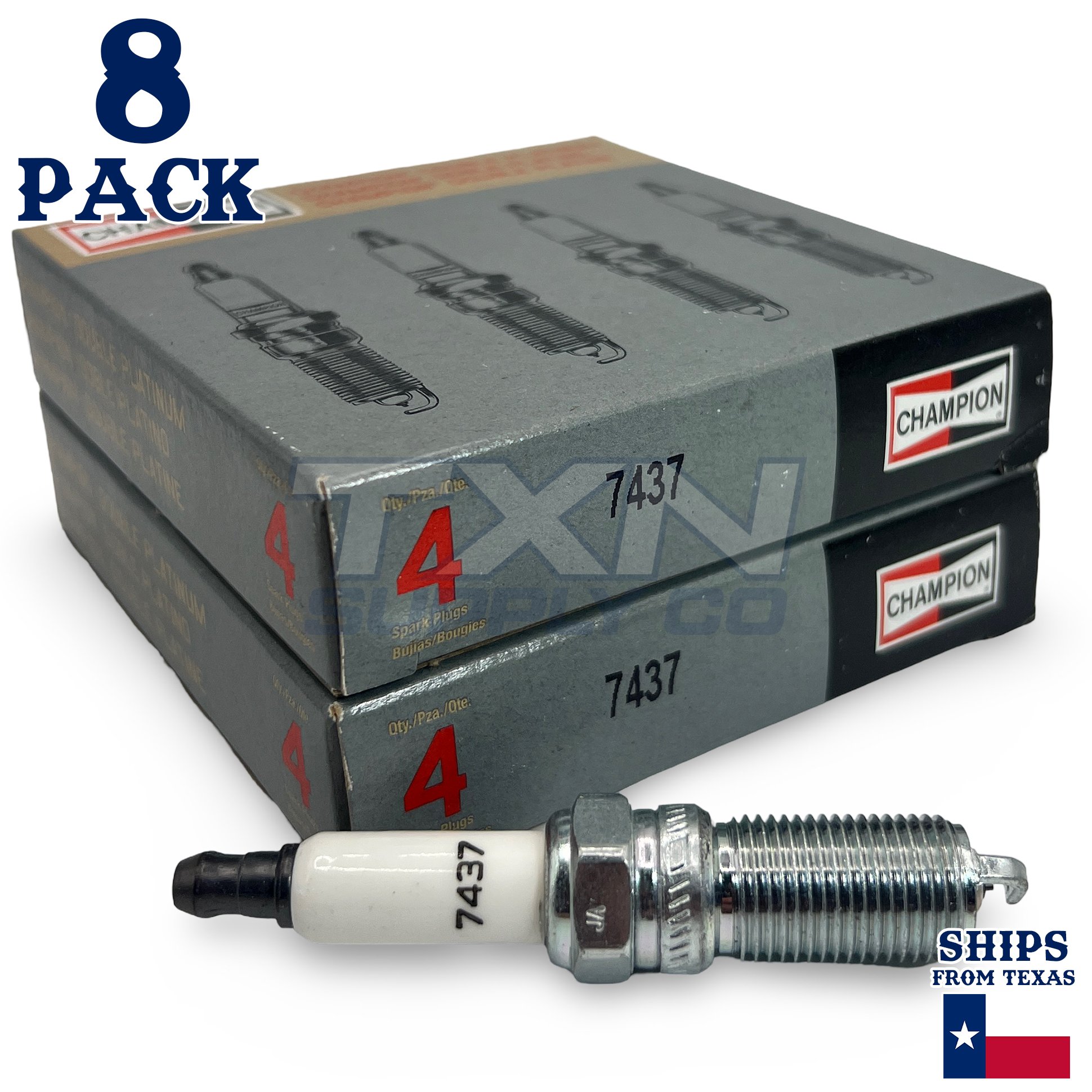 Champion 7437 Double Platinum Spark Plugs RE10PYPB5 - 8 Pack - Image 1