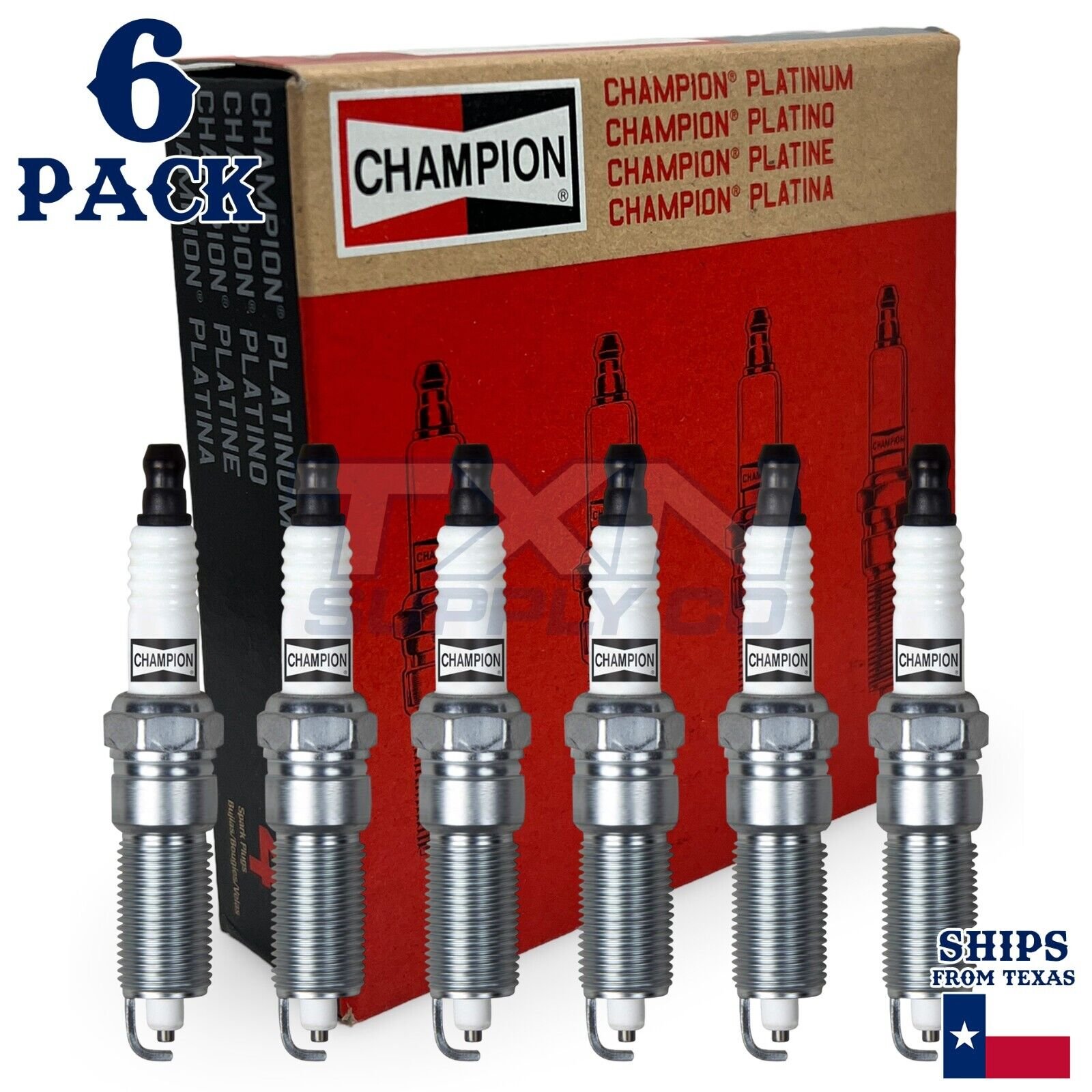 6 Pack Spark Plugs Champion Platinum Set For 2009-2010 Volkswagen Routan 3.8L - Image 1