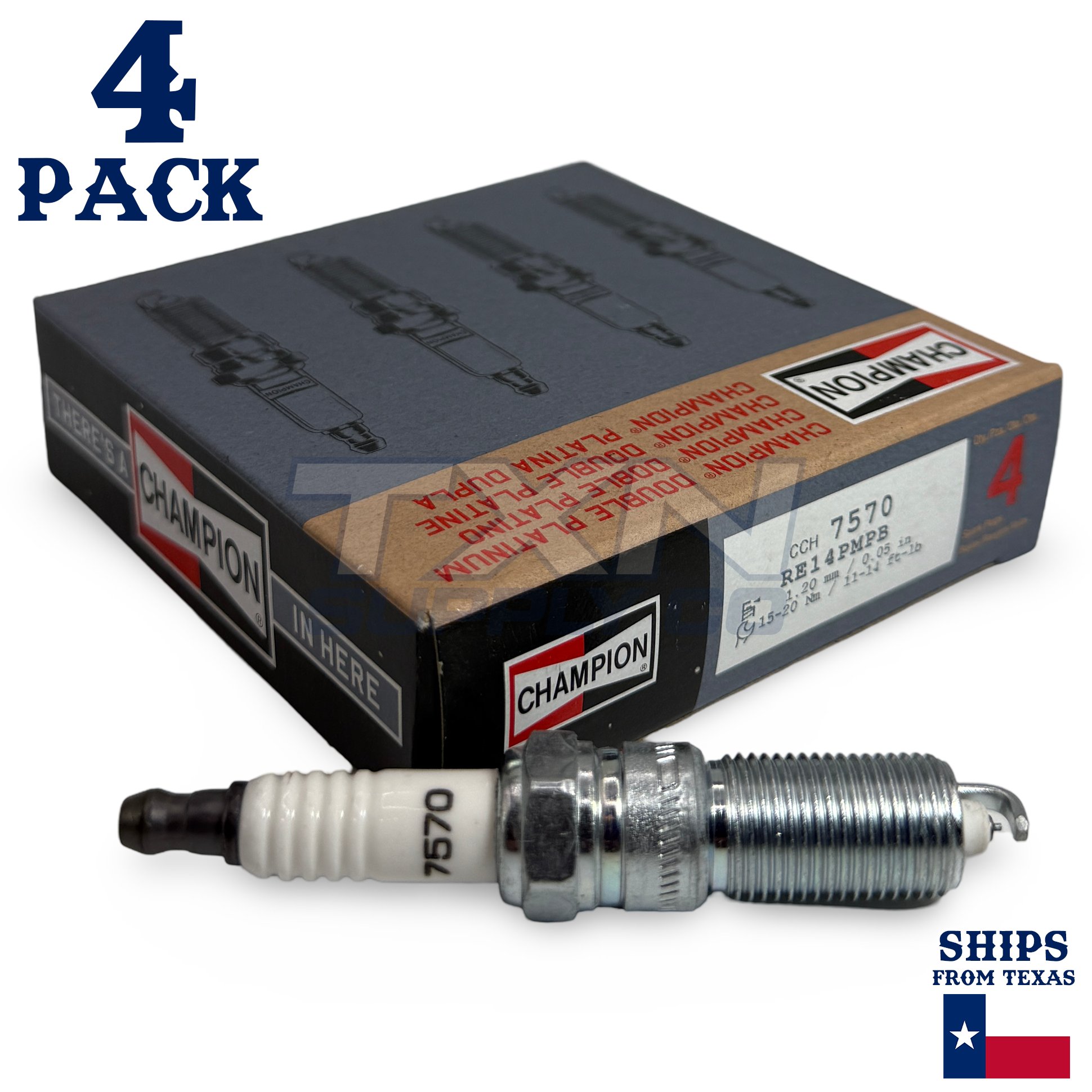 Champion 7570 Double Platinum Spark Plugs RE14PMPB - 4 Pack