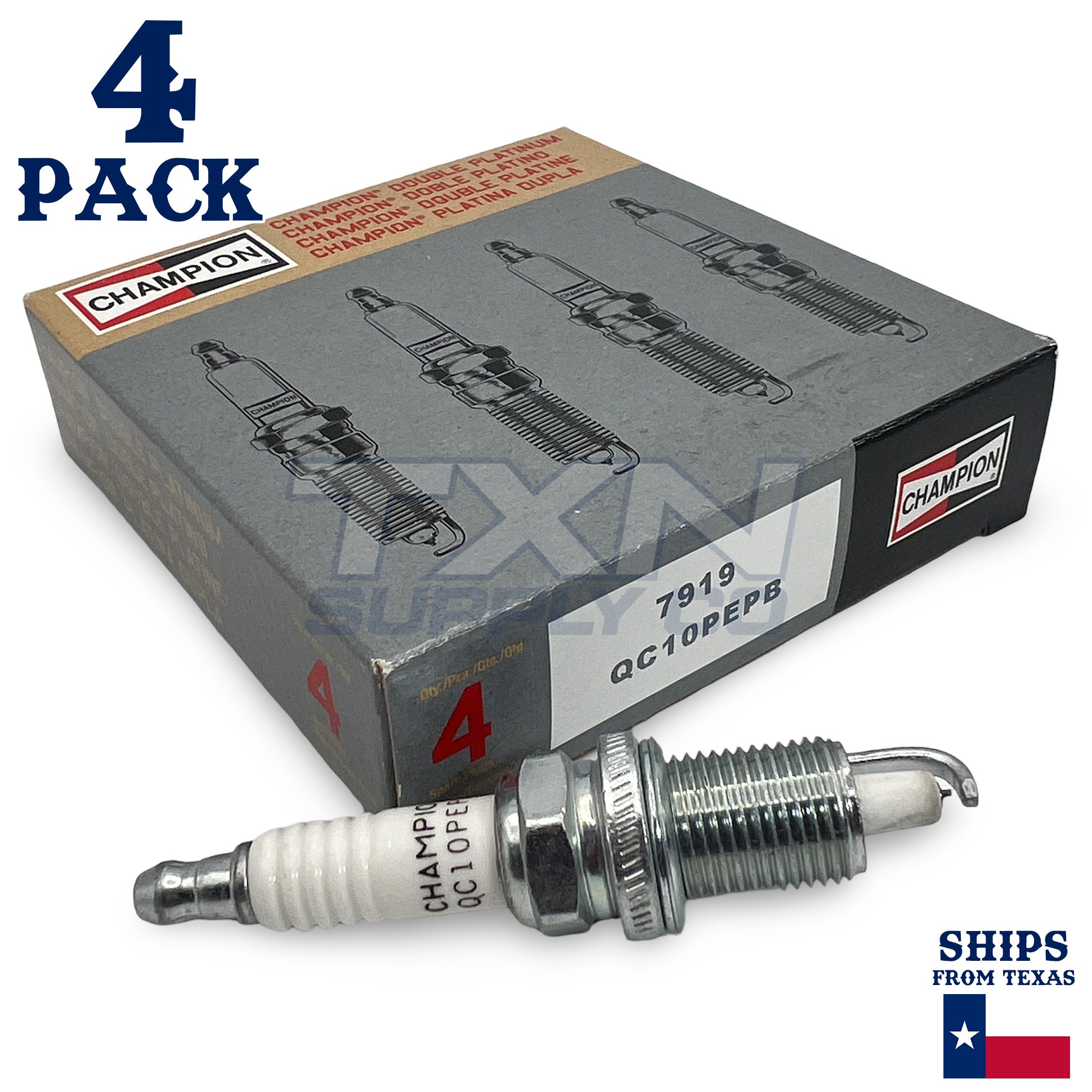 Champion 7919 Double Platinum Spark Plug QC10PEPB - 4 Pack - Image 1