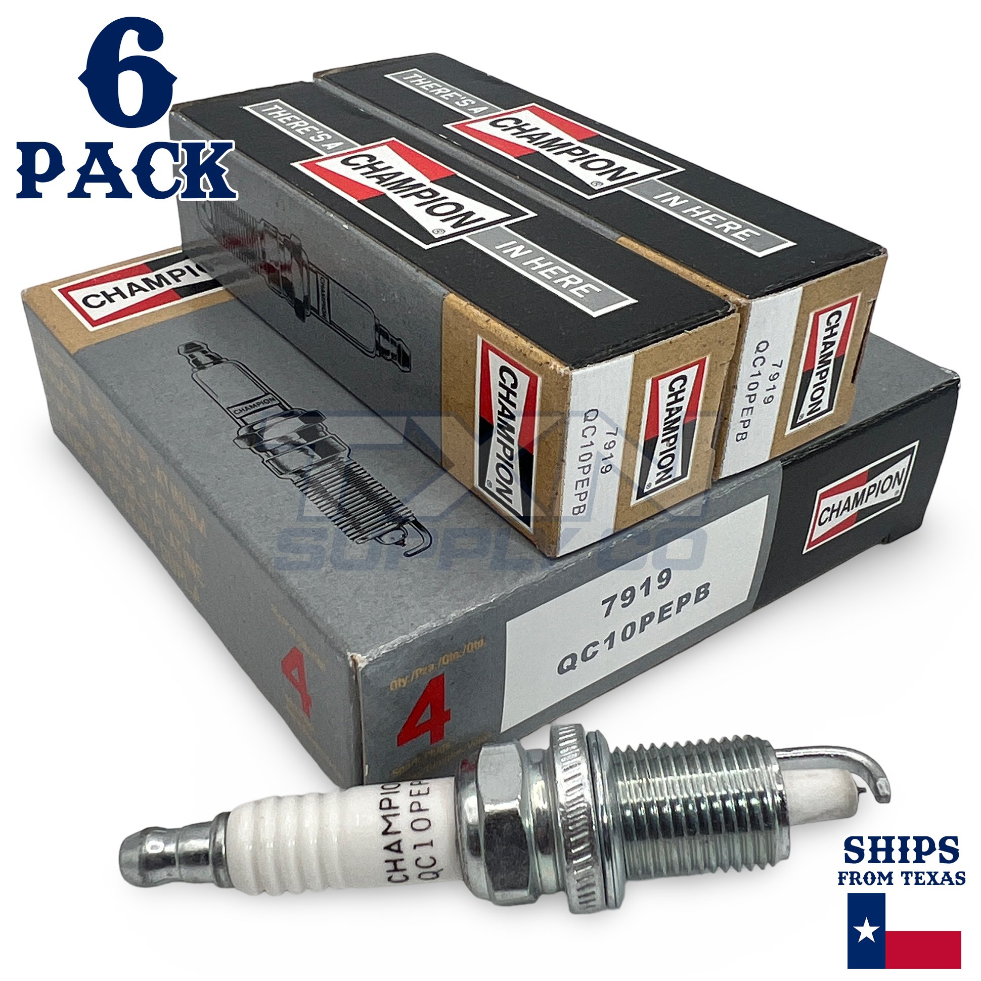 Champion 7919 Double Platinum Spark Plug QC10PEPB - 6 Pack - Image 1