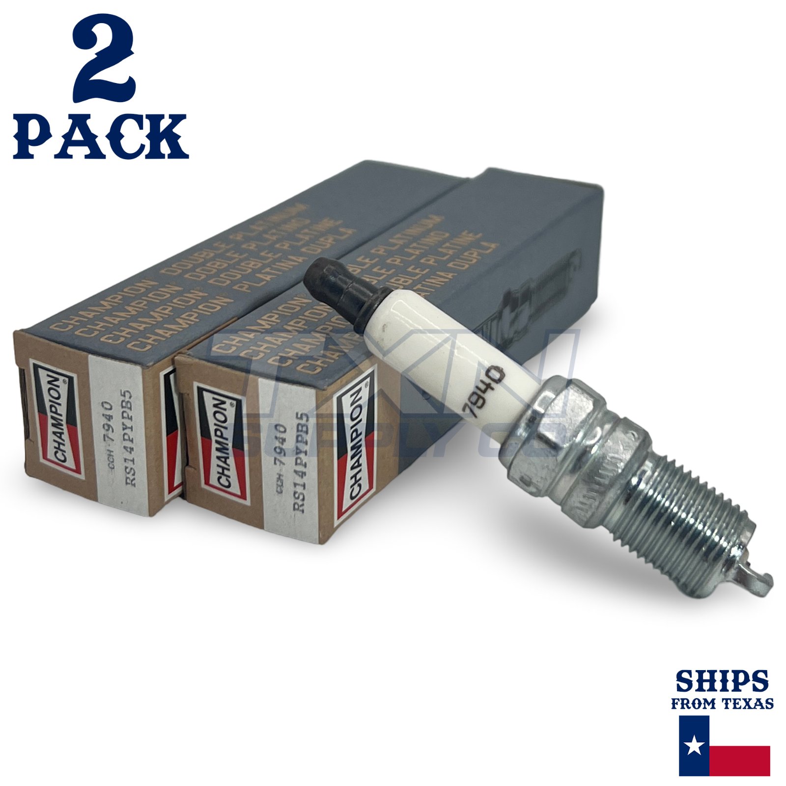 Champion 7940 Double Platinum Spark Plugs RS14PYPB5 - 2 Pack - Image 1