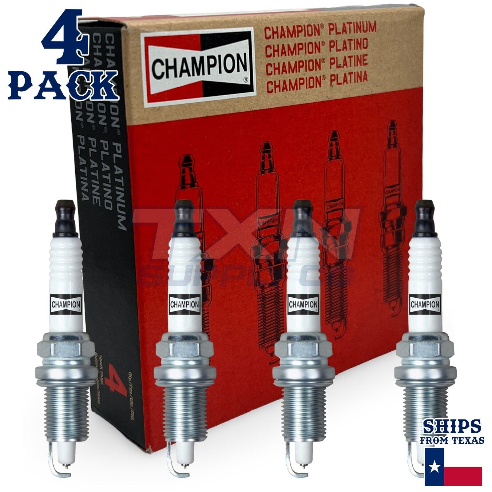 4 Pack Champion Platinum Spark Plugs for 1989-1994 Mercury Topaz 2.3L L4