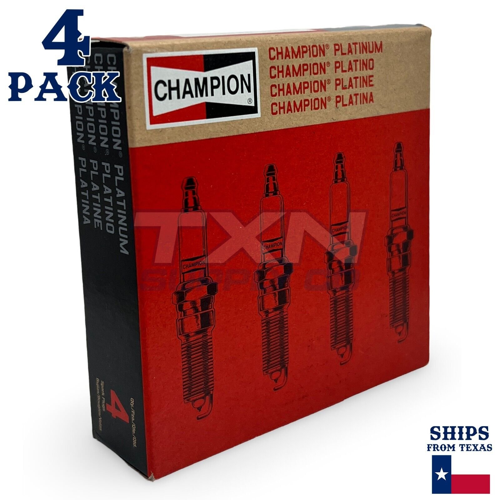 Champion 7963 Double Platinum Spark Plugs RS12PYPB5 - 4 Pack - Image 1