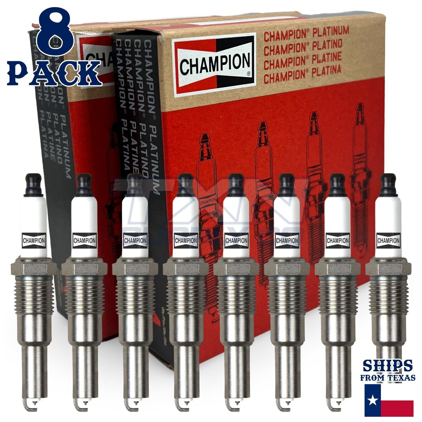 Champion 7989 Double Platinum Spark Plugs - 8 Pack - Image 1