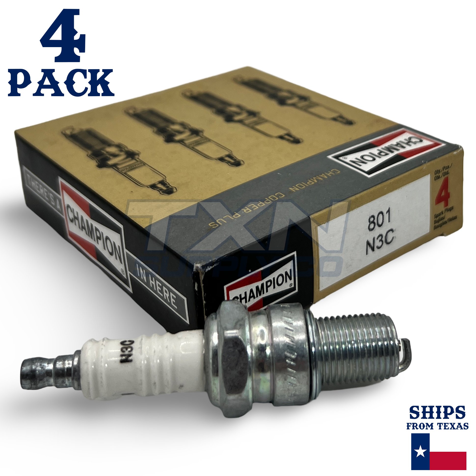 Champion 801 Copper Plus Spark Plug N3C - 4 Pack