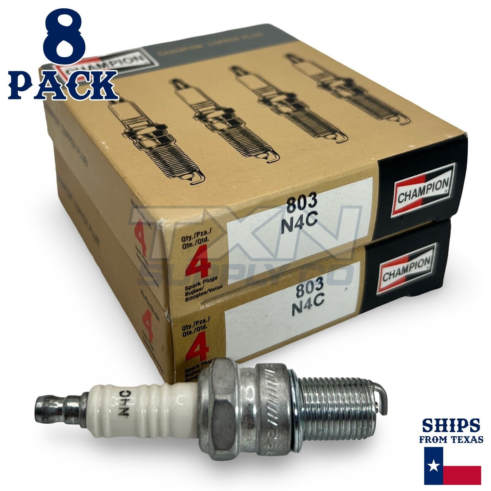 Champion 803 Copper Plus Spark Plug N4C - 8 Pack - Image 1