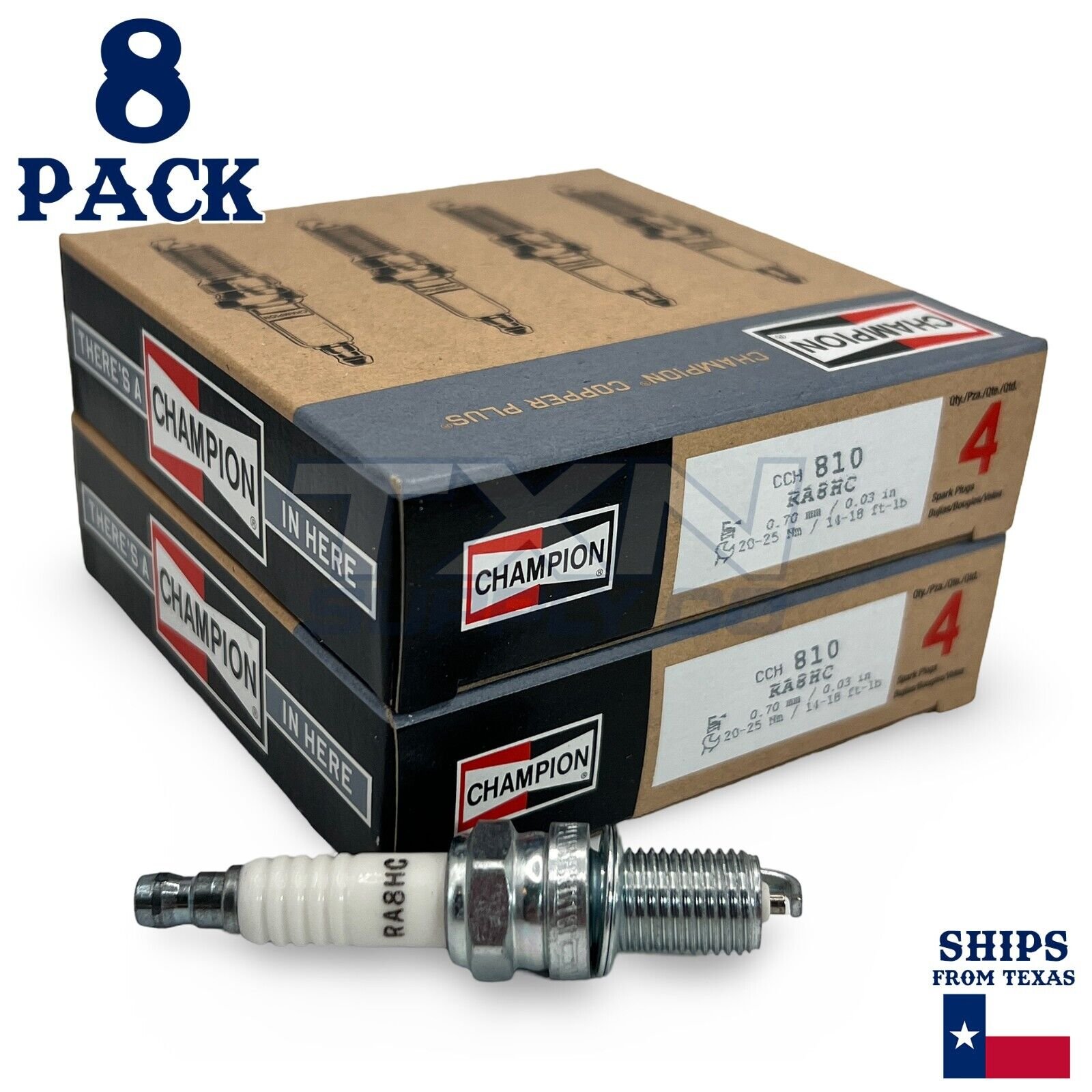 Champion 810 Copper Plus Spark Plug RA8HC - 8 Pack - Image 1
