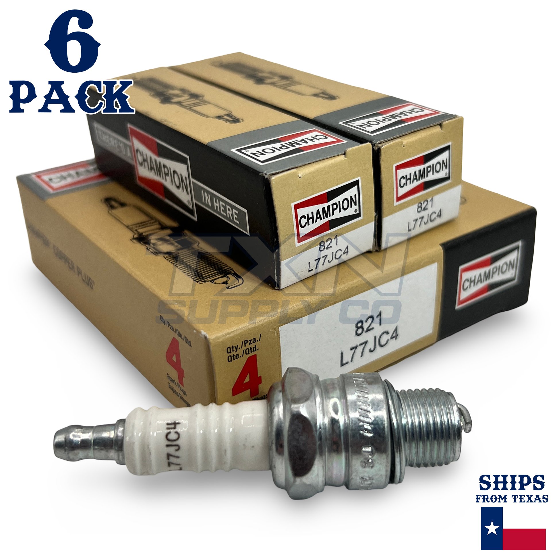 Champion 821 Copper Plus Spark Plug 821M L77JC4 - 6 Pack - Image 1
