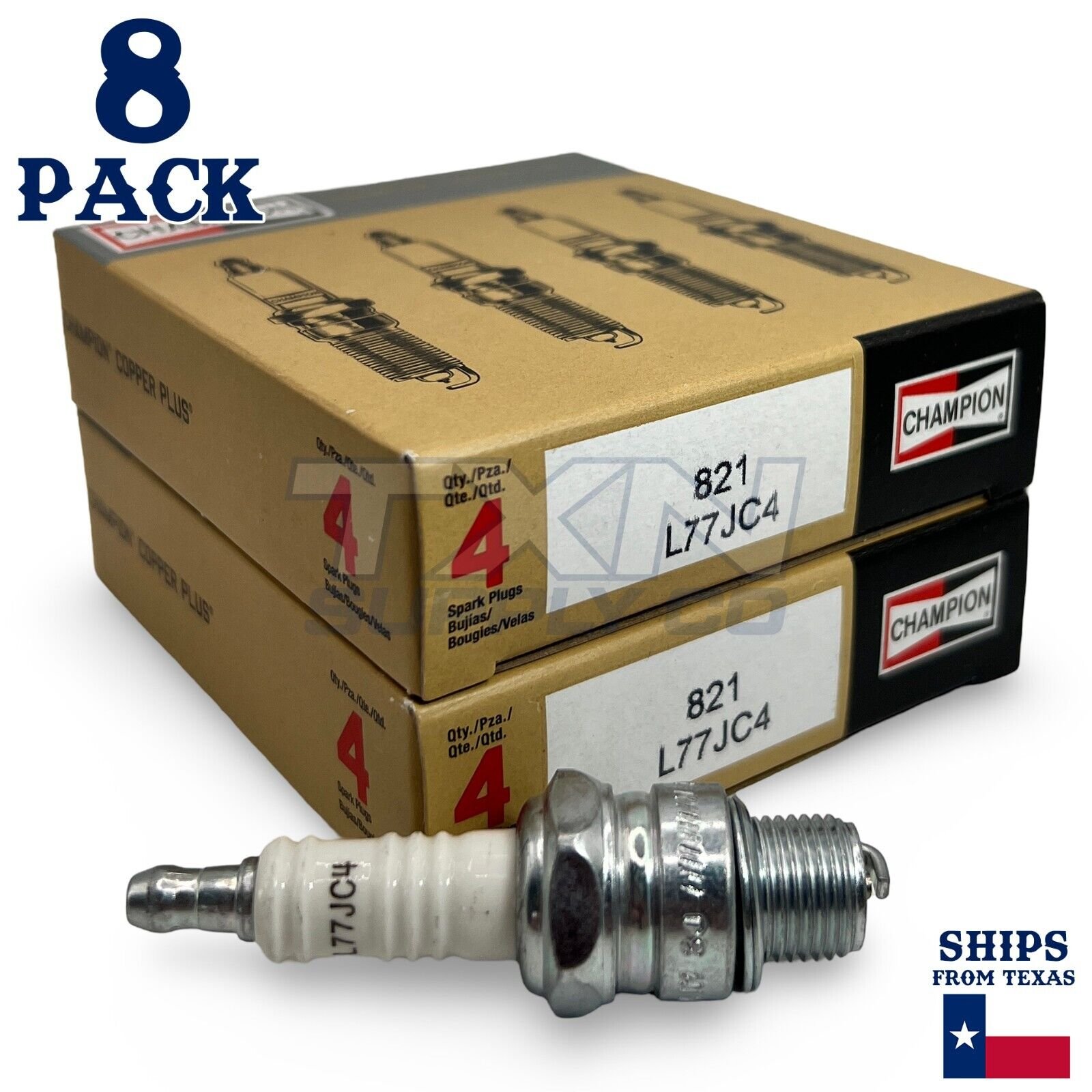 Champion 821 Copper Plus Spark Plug 821M L77JC4 - 8 Pack - Image 1