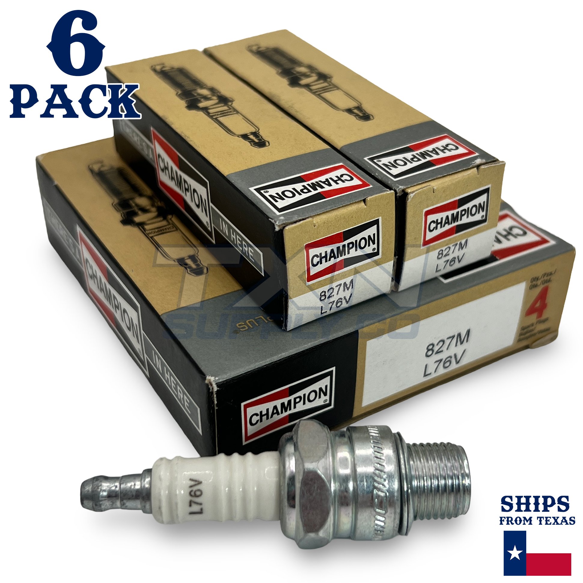 Champion 827M Marine Spark Plug L76V - 6 Pack - Image 1