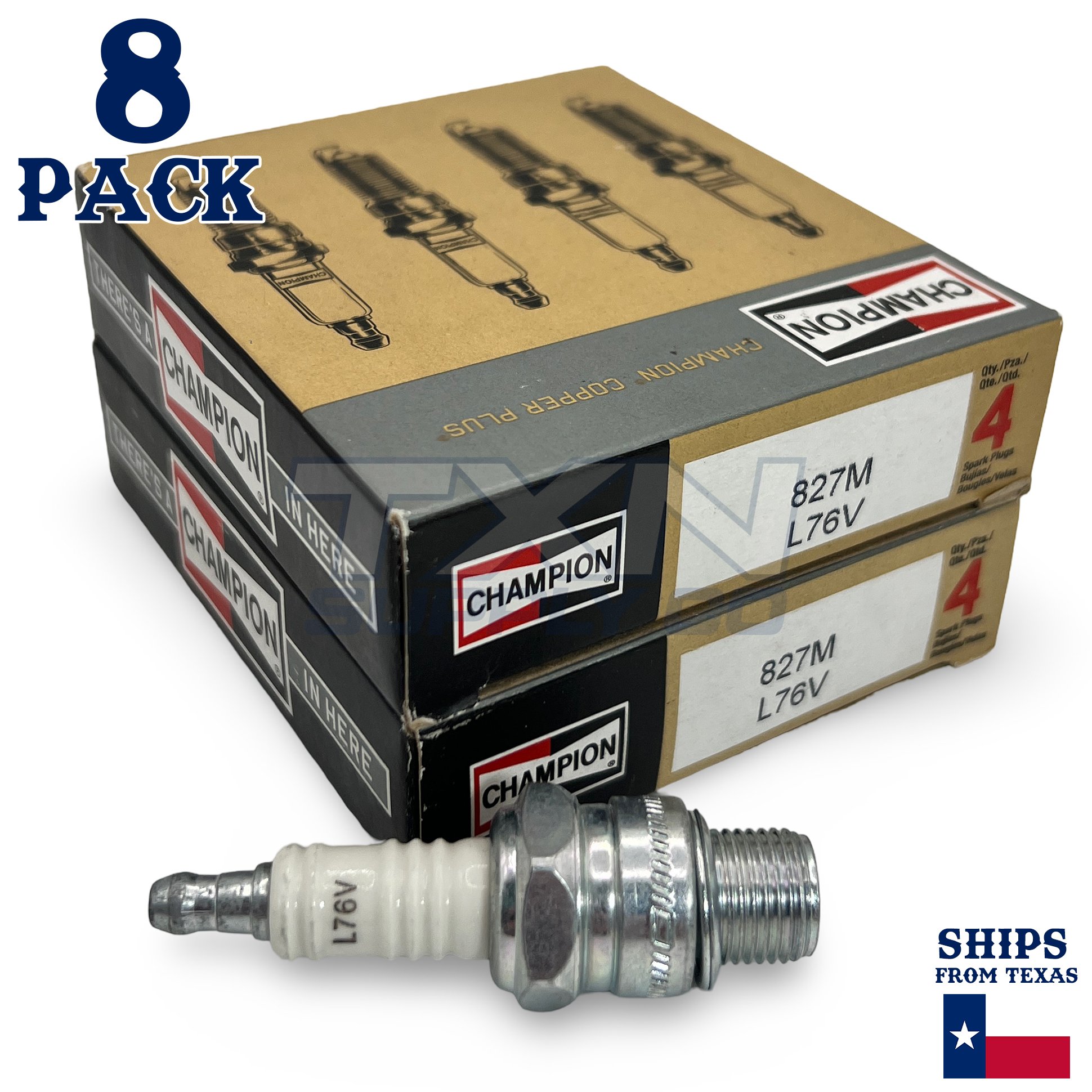 Champion 827M Marine Spark Plug L76V - 8 Pack - Image 1