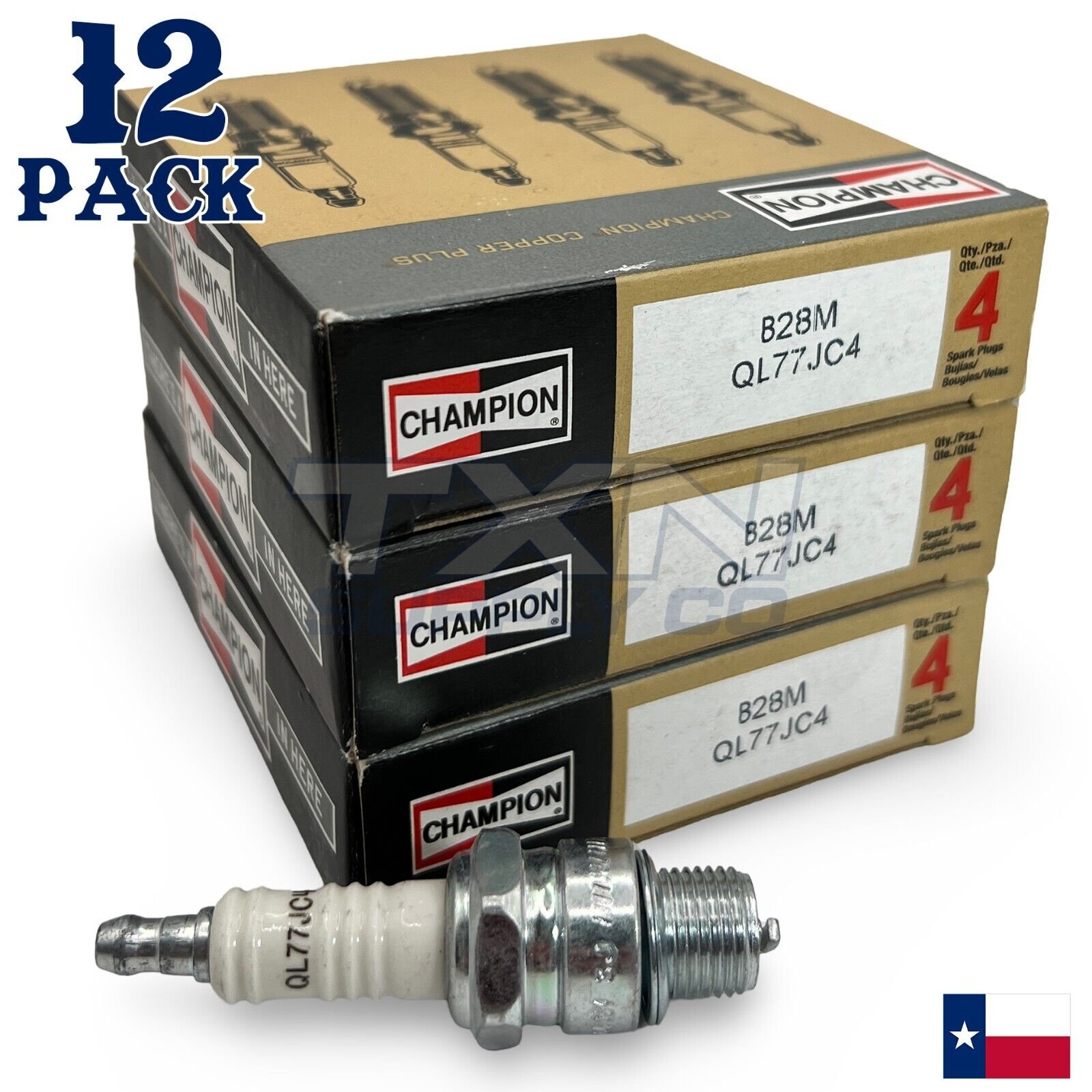 Champion 828M Marine Spark Plug QL77JC4 - 12 Pack - Image 1