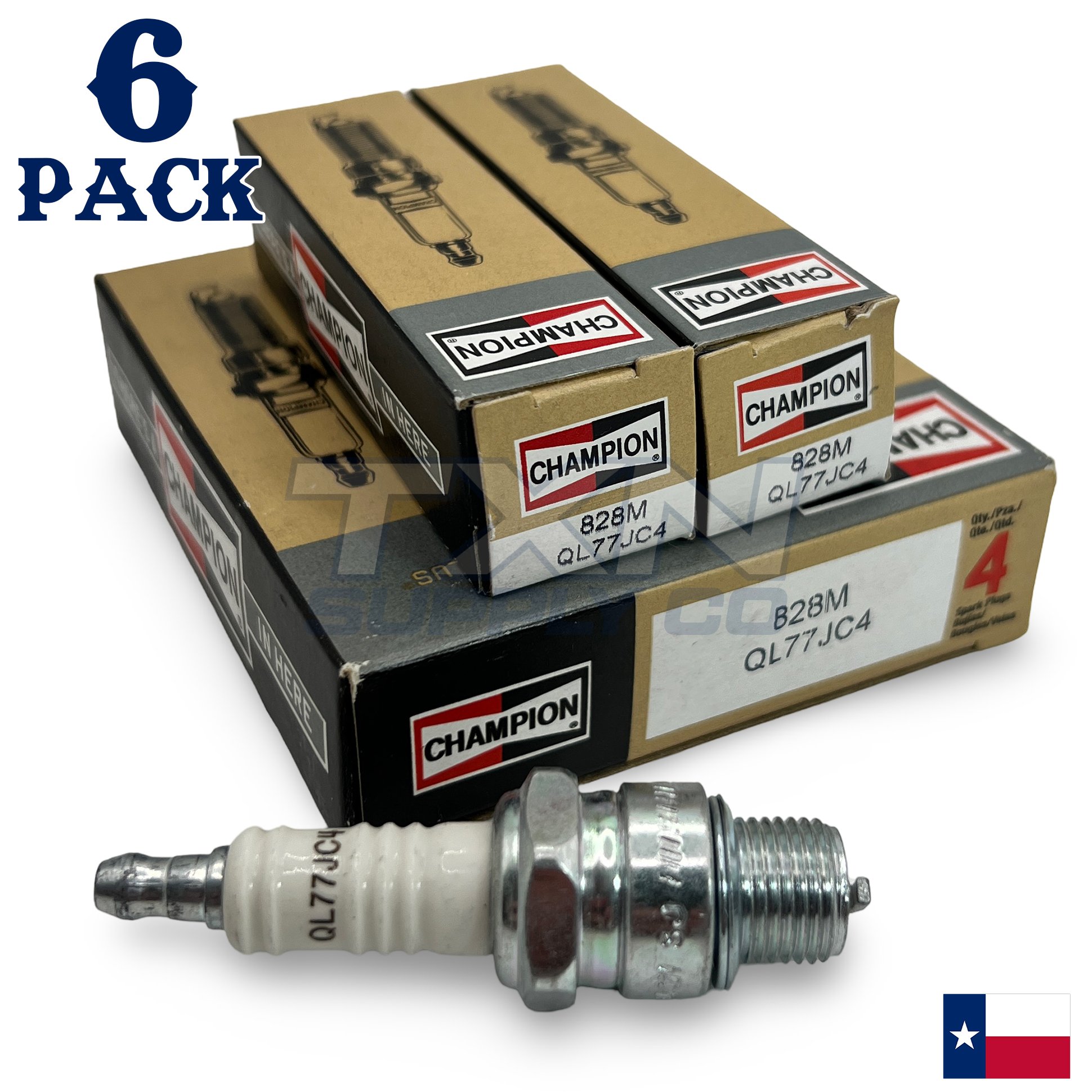 Champion 828M Marine Spark Plug QL77JC4 - 6 Pack - Image 1