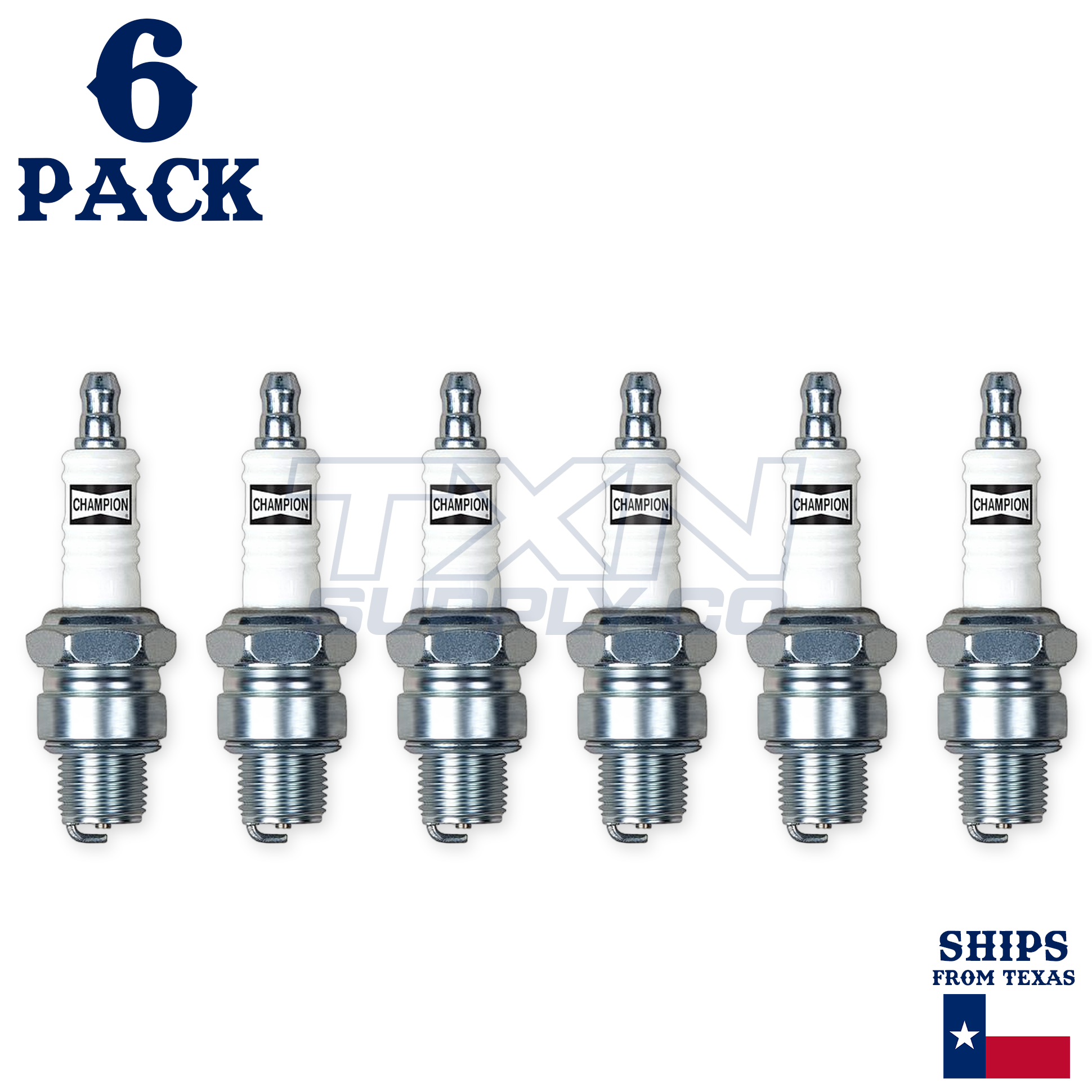 6 Pack Champion Spark Plug - For 1988-1991 Johnson 150 Crossflow V6 - Image 2