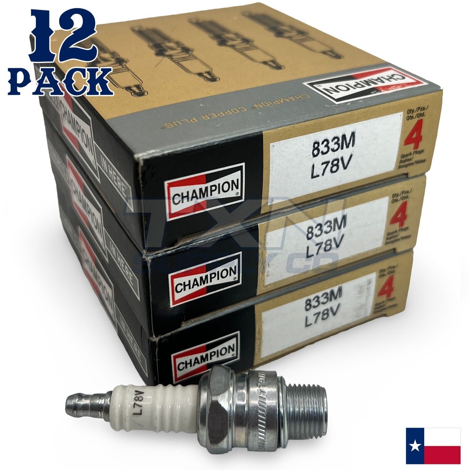 Champion 833M Marine Spark Plug L78V - 12 Pack - Image 1