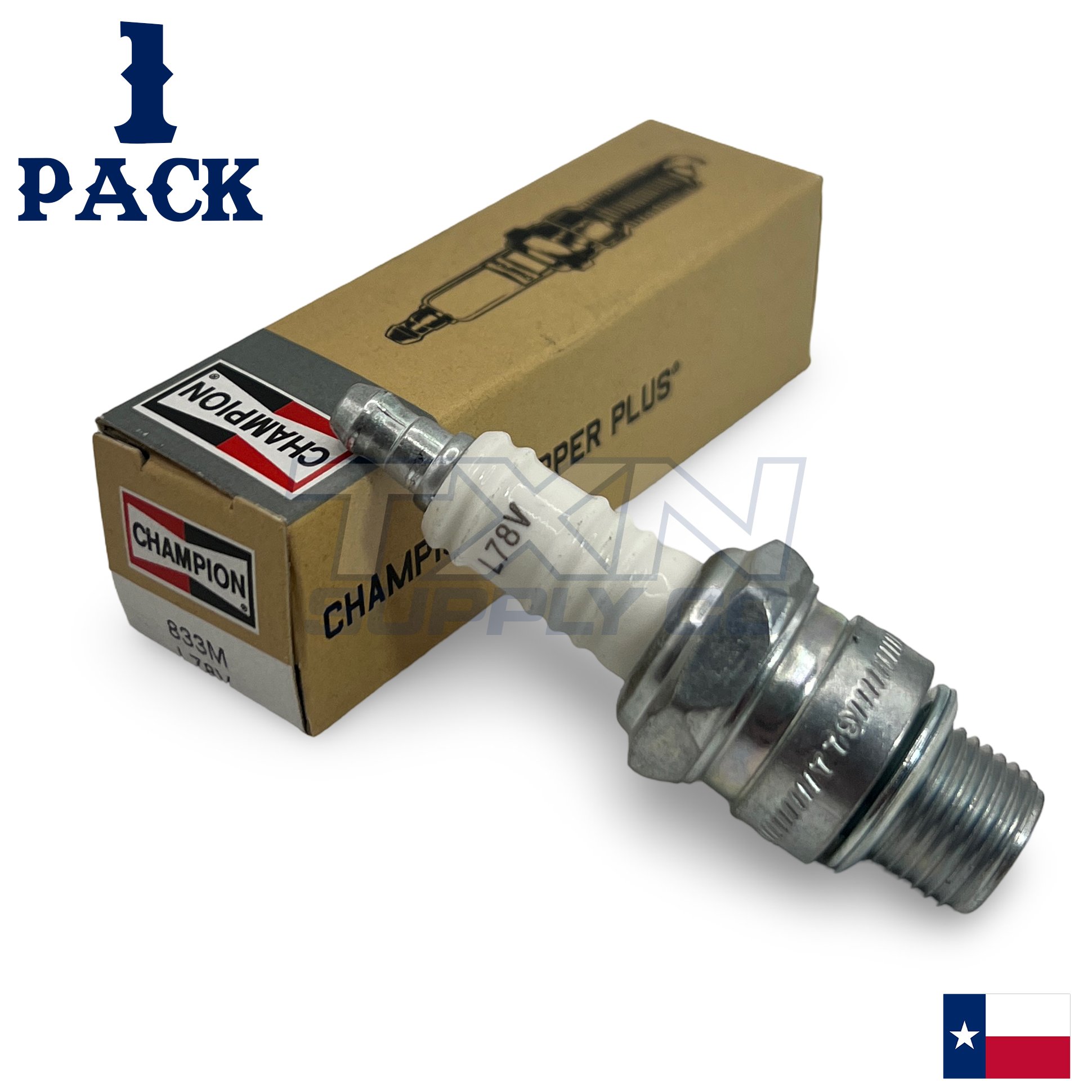Champion 833M Marine Spark Plug L78V - 1 Pack - Small Engine - Image 1