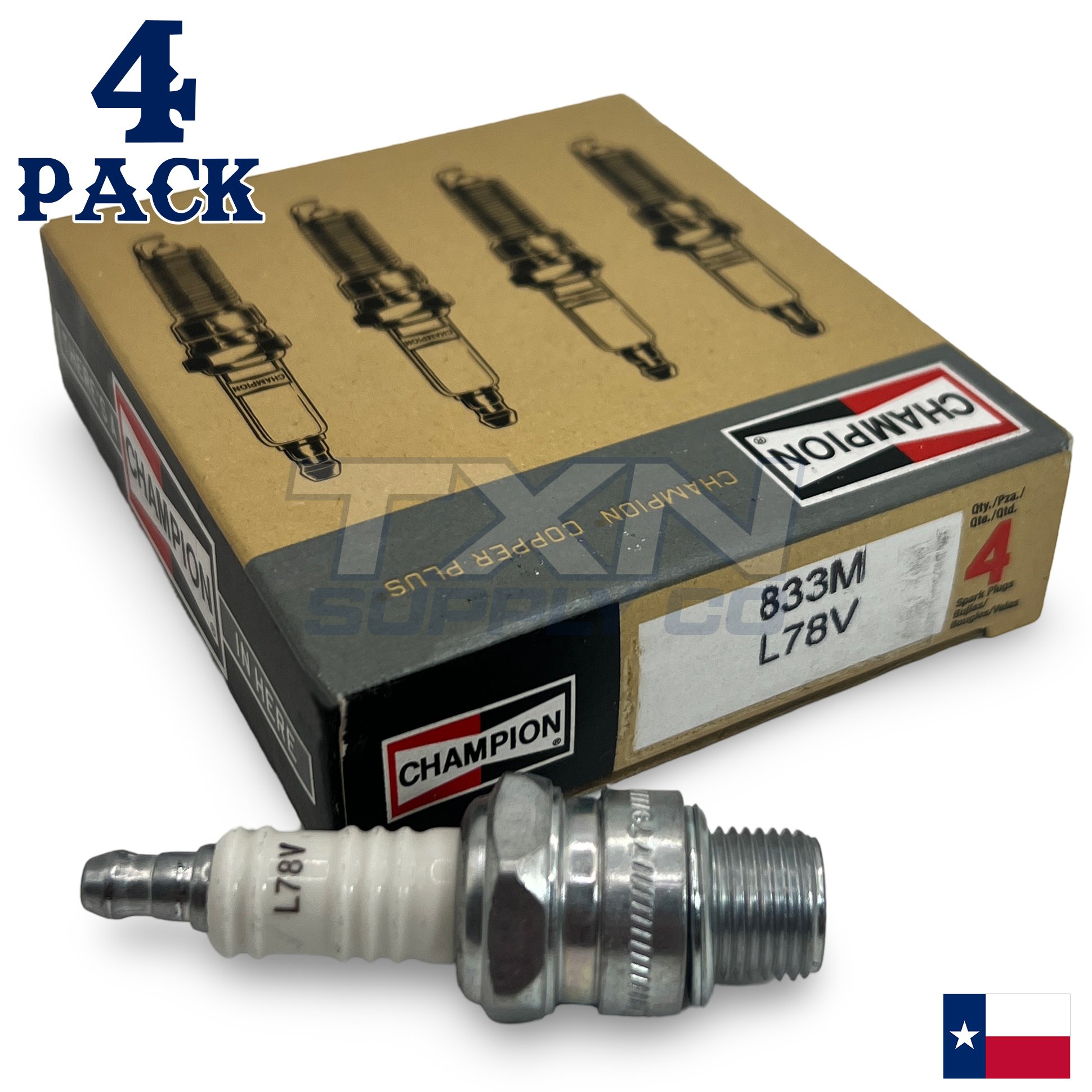 Champion 833M Marine Spark Plug L78V - 4 Pack - Image 1