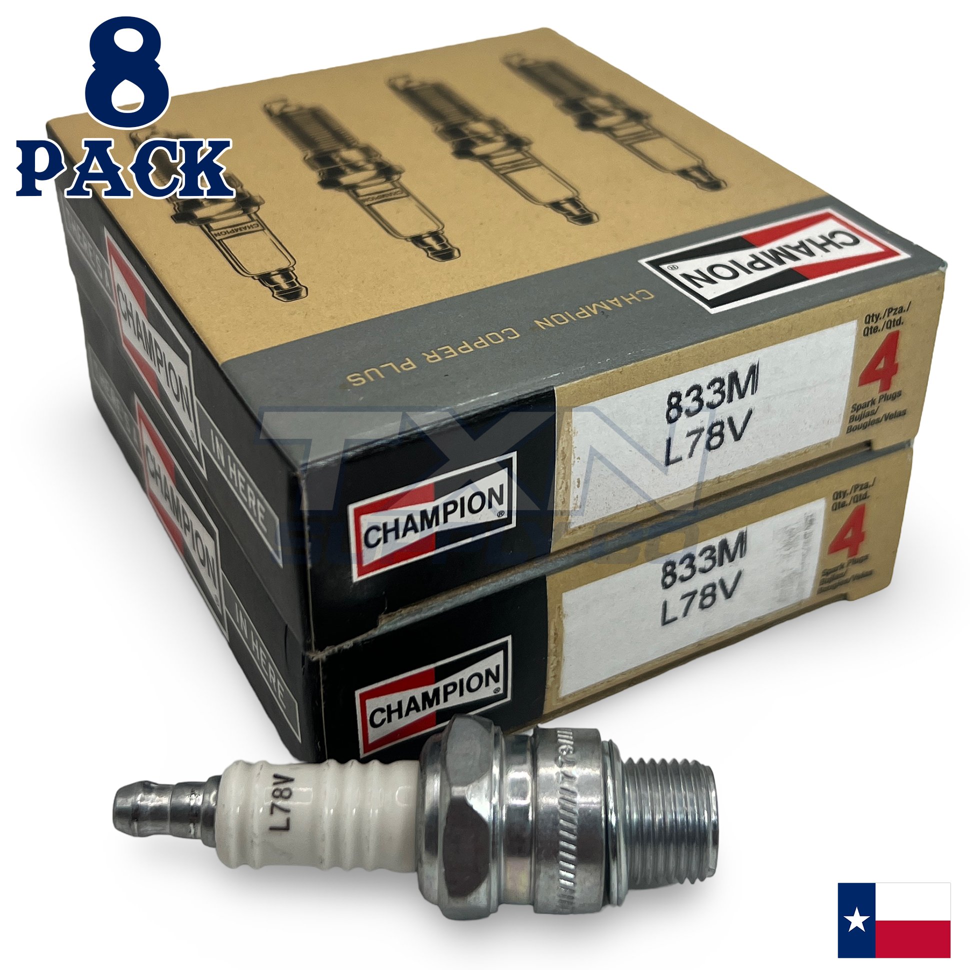 Champion 833M Marine Spark Plug L78V - 8 Pack - Image 1